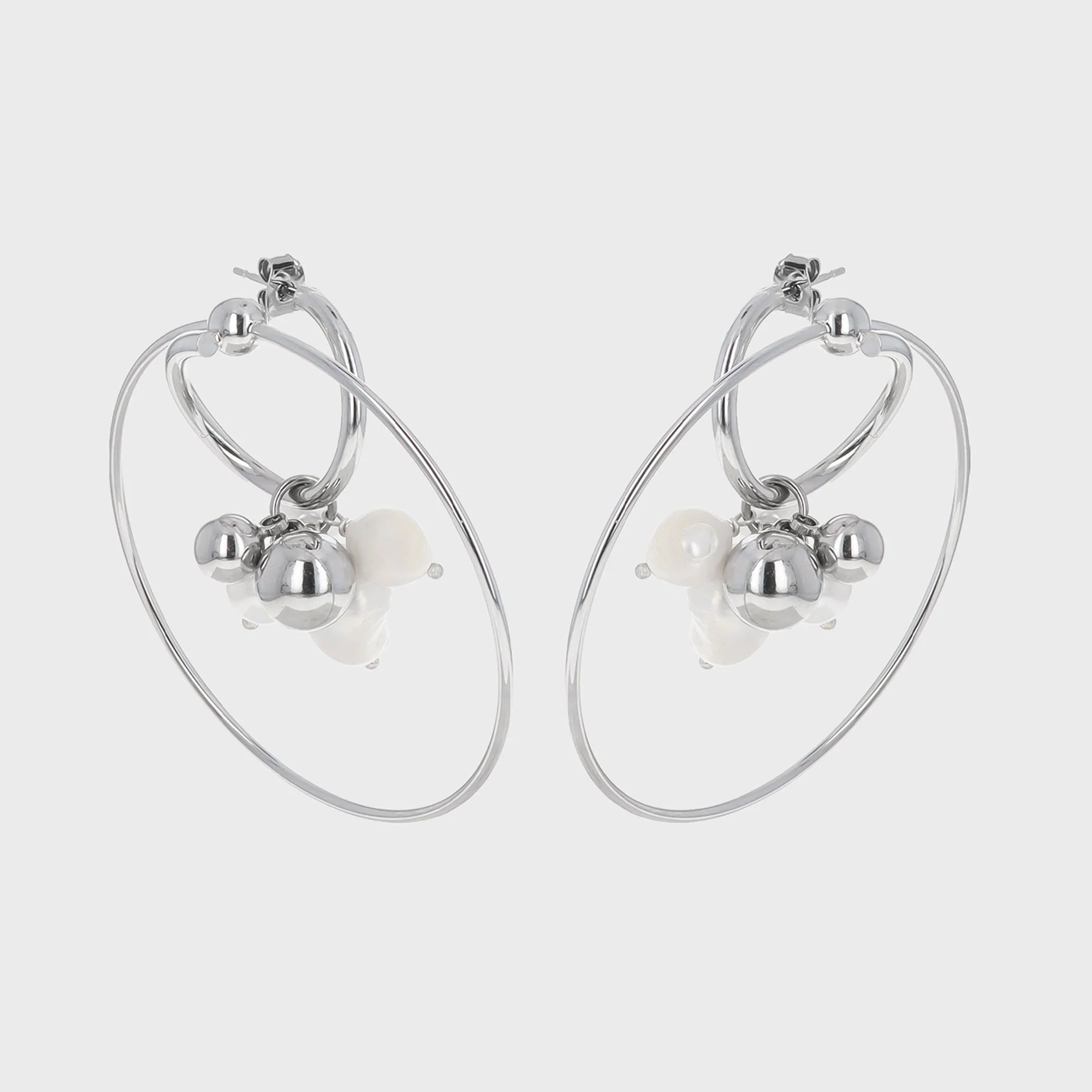 Justine Clenquet Eva Pearl Earrings - Silver