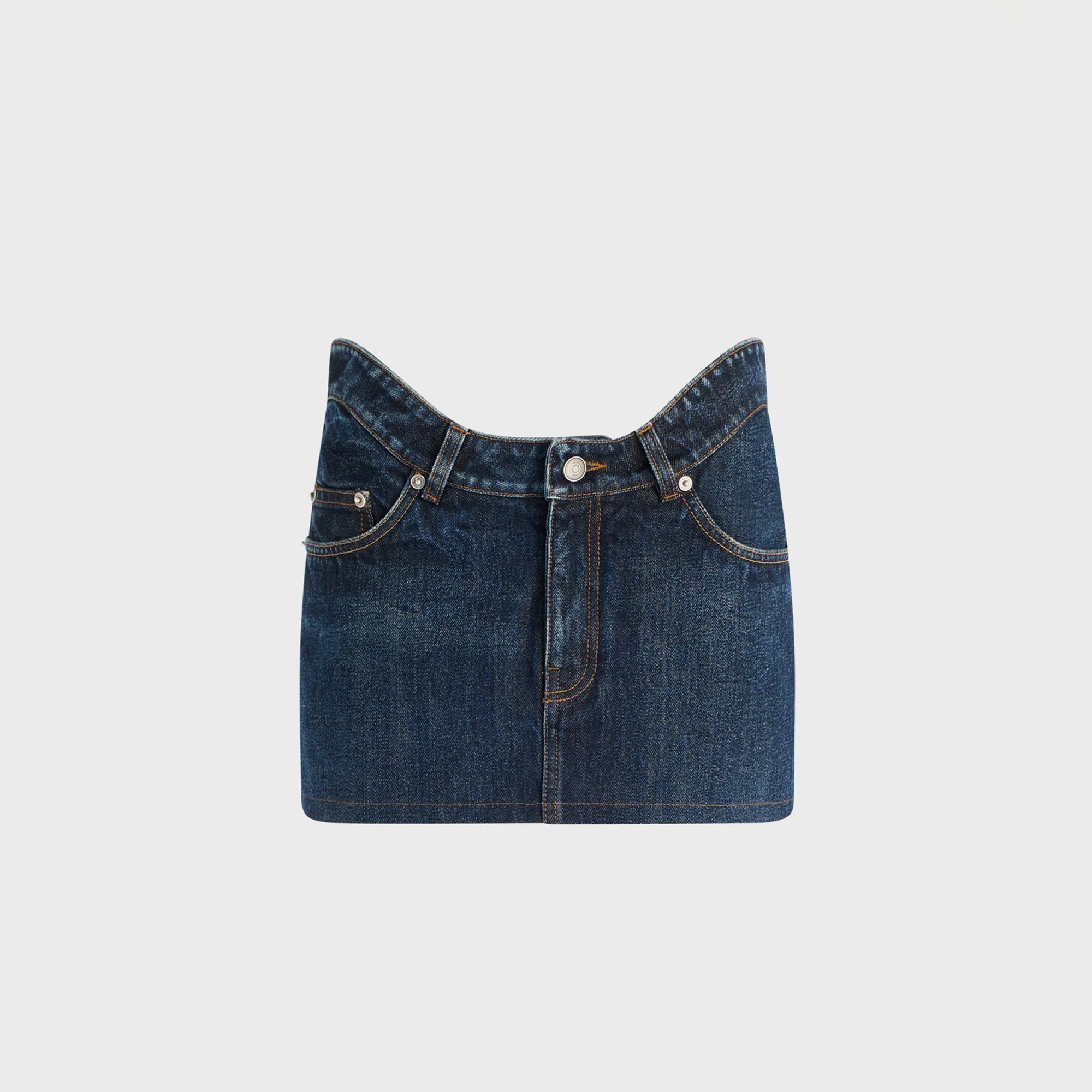 Jean Paul Gaultier Curvy Waistband Mini Skirt - Indigo