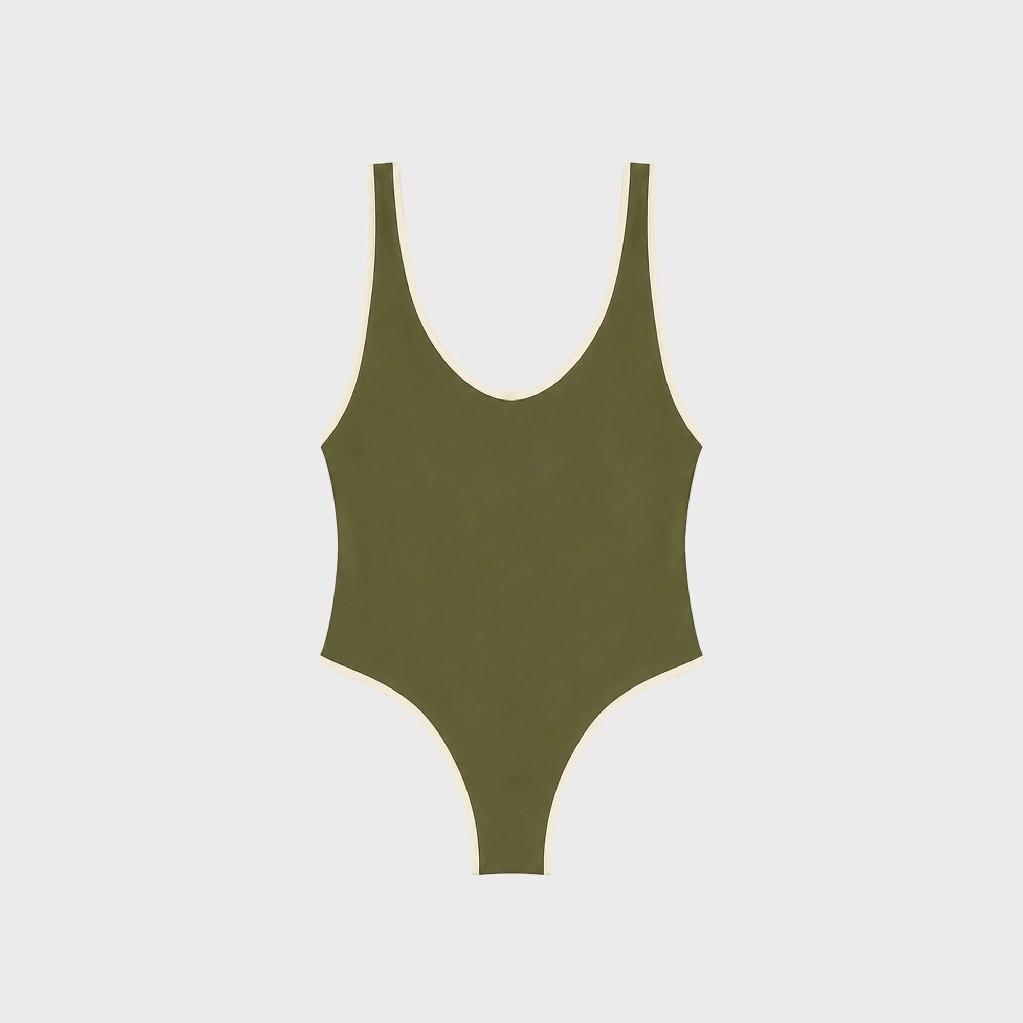 JADE Cheeky Contour One Piece - Olive / Ivory