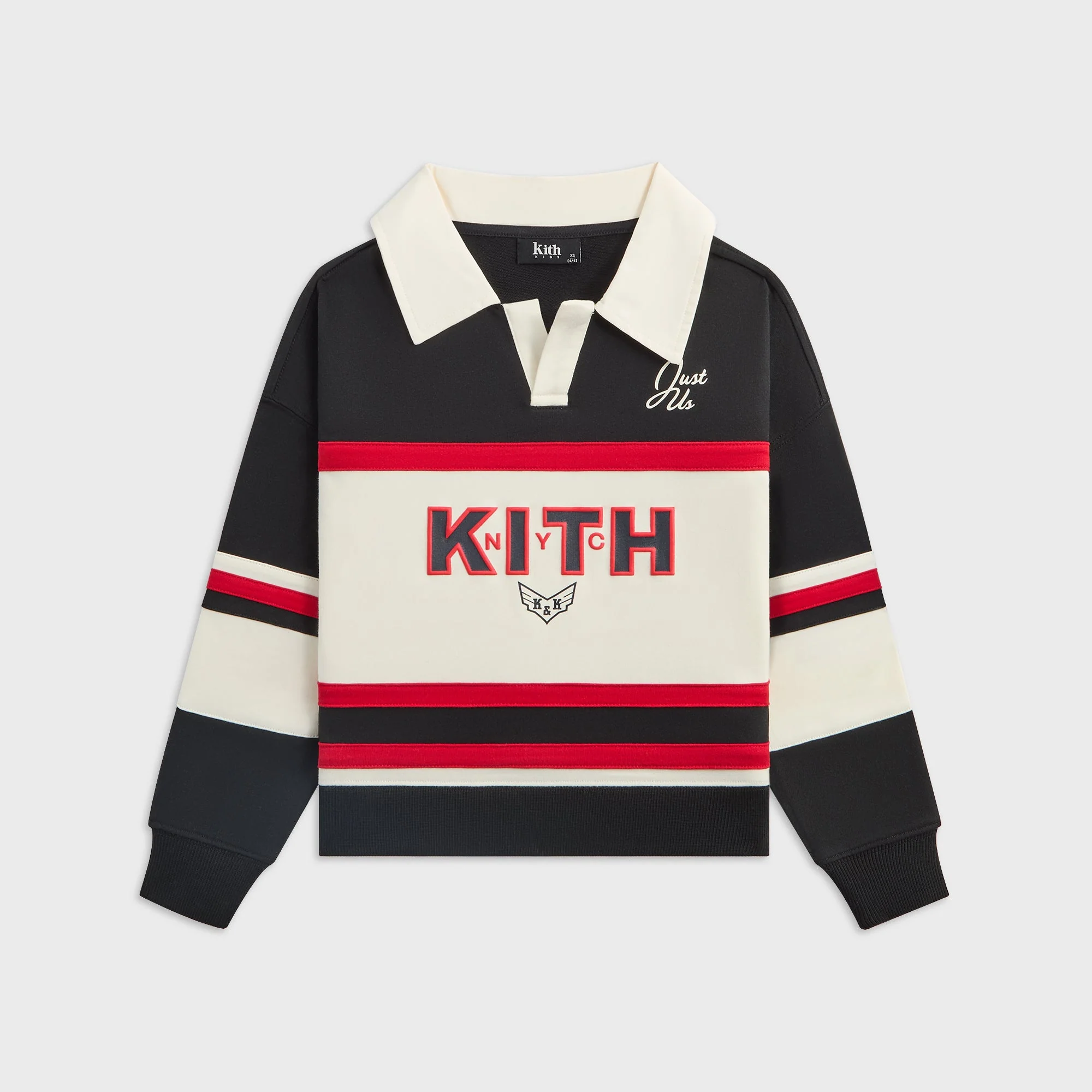 Kith Kids Color-Blocked Collared Nelson Rugby - Black