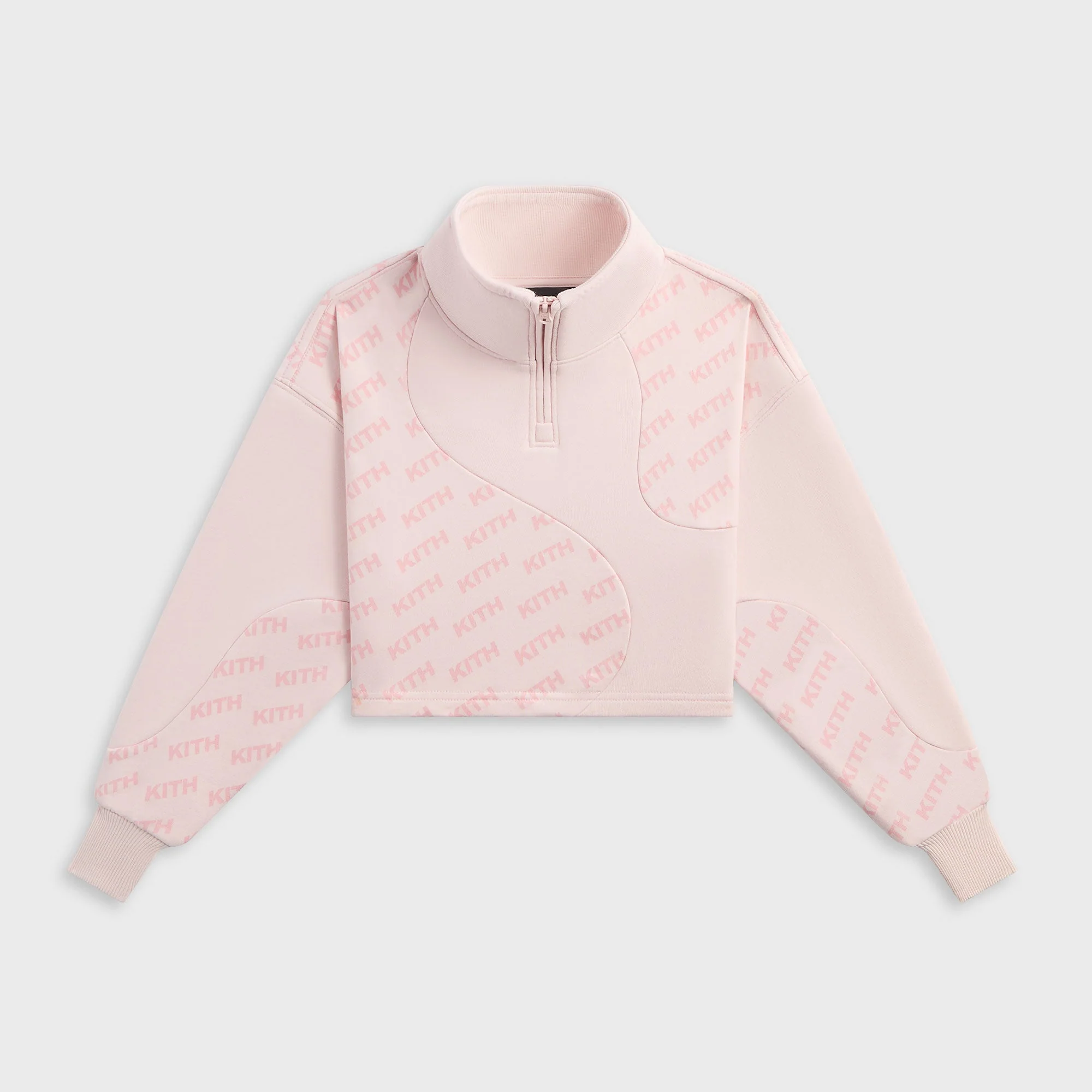 Kith Kids Blocked Monogram Cropped Jasper Quarter Zip - Perennial