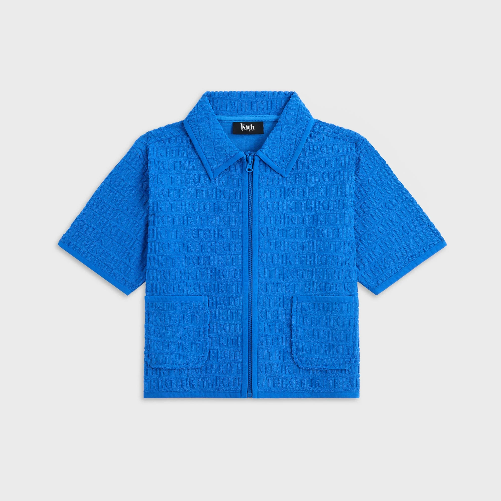 Kith Kids Textured Monogram Zip Front Camp Shirt - Greek