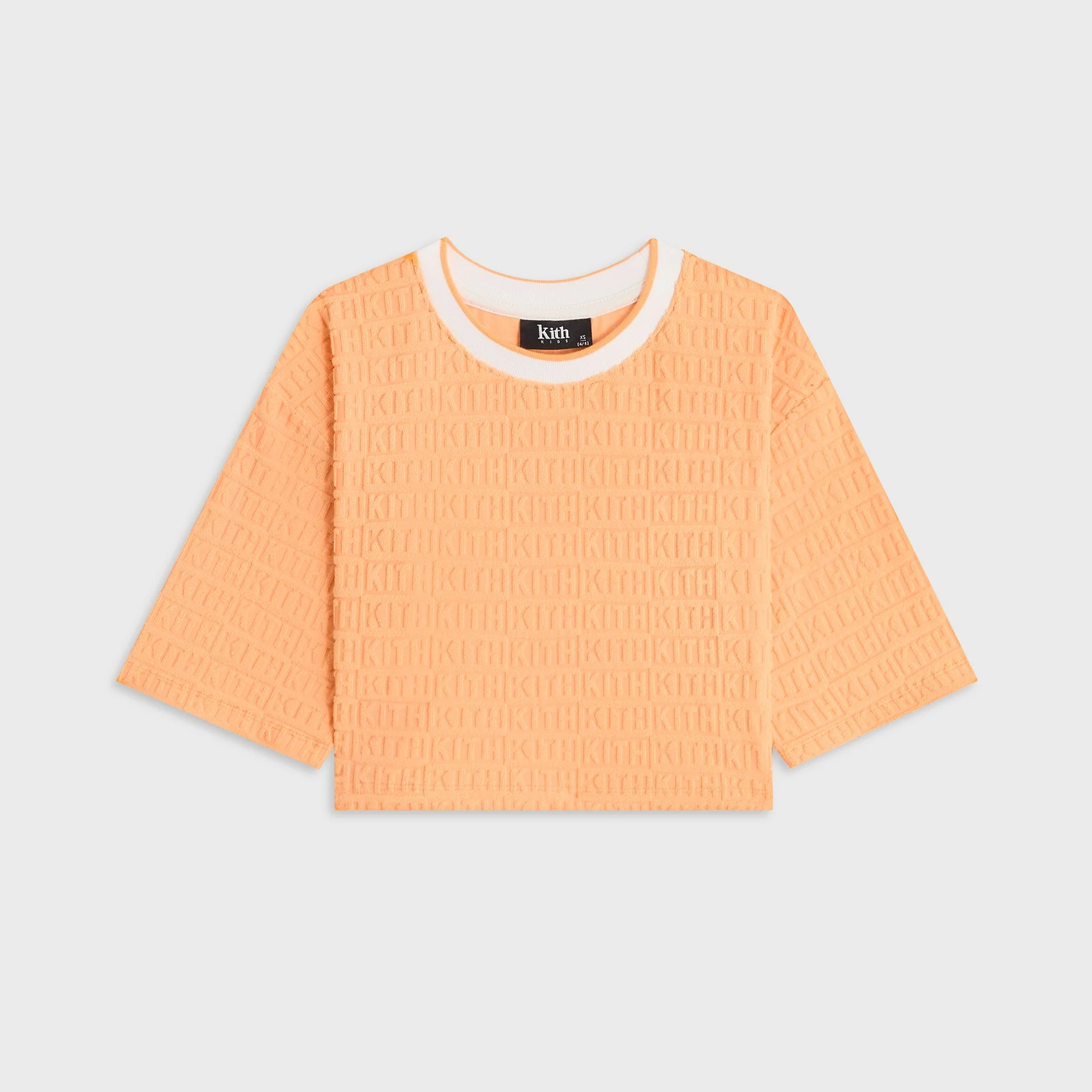 Kith Kids Textured Monogram Fei Cropped Tee - Sorbet