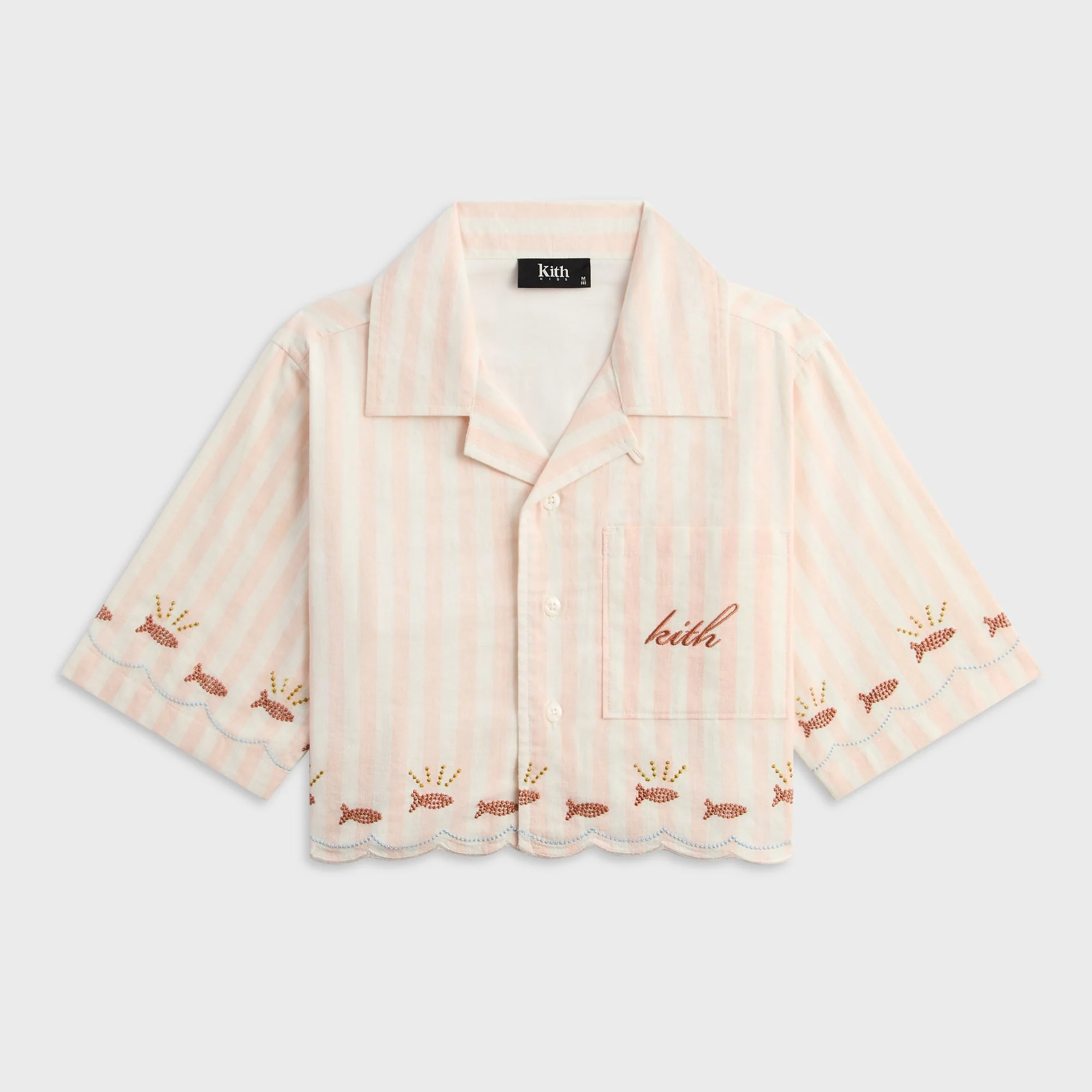 Kith Kids Embroidered Cropped Thompson Camp Shirt - Sahara
