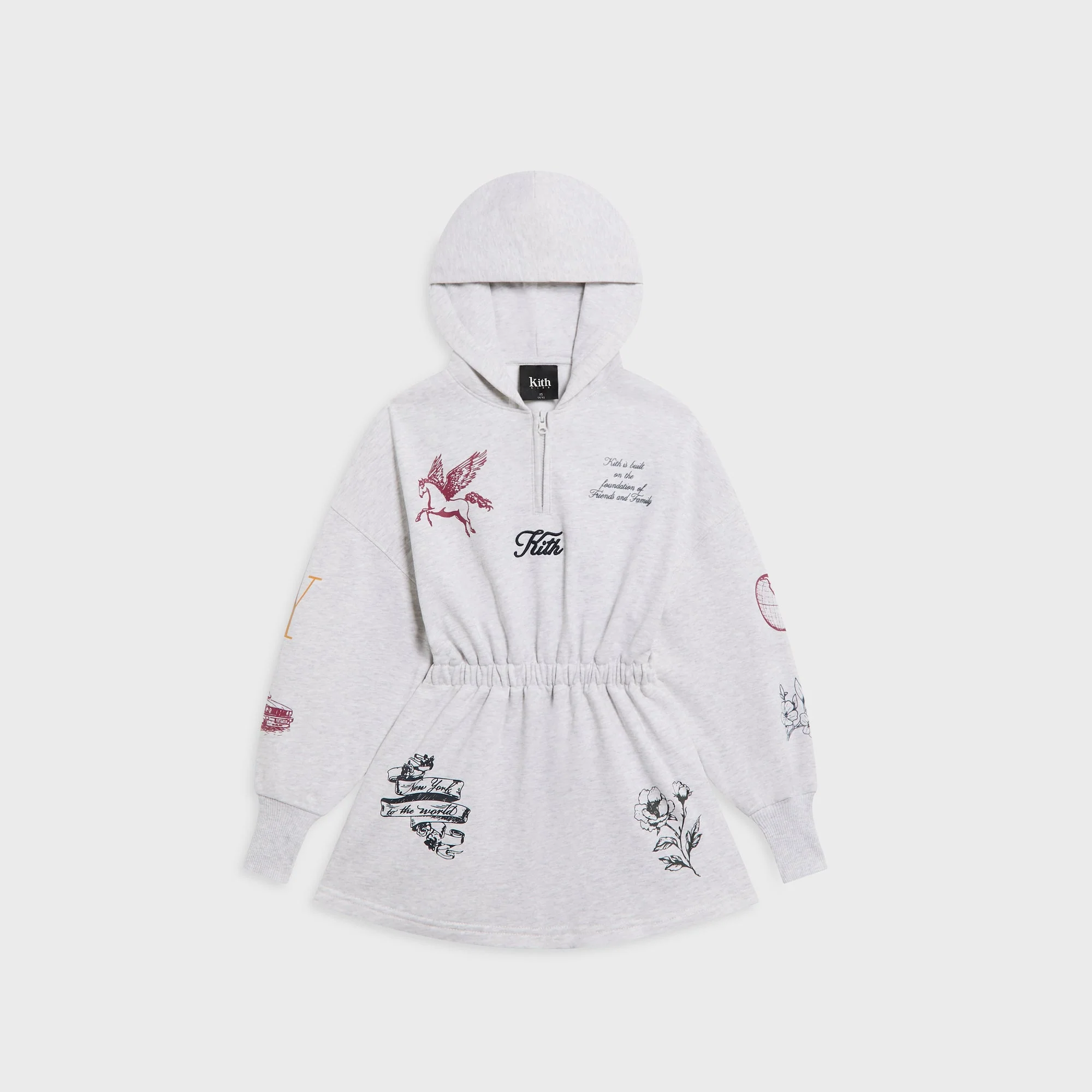 Kith Kids Logo Hoodie Dress - Light Heather Grey