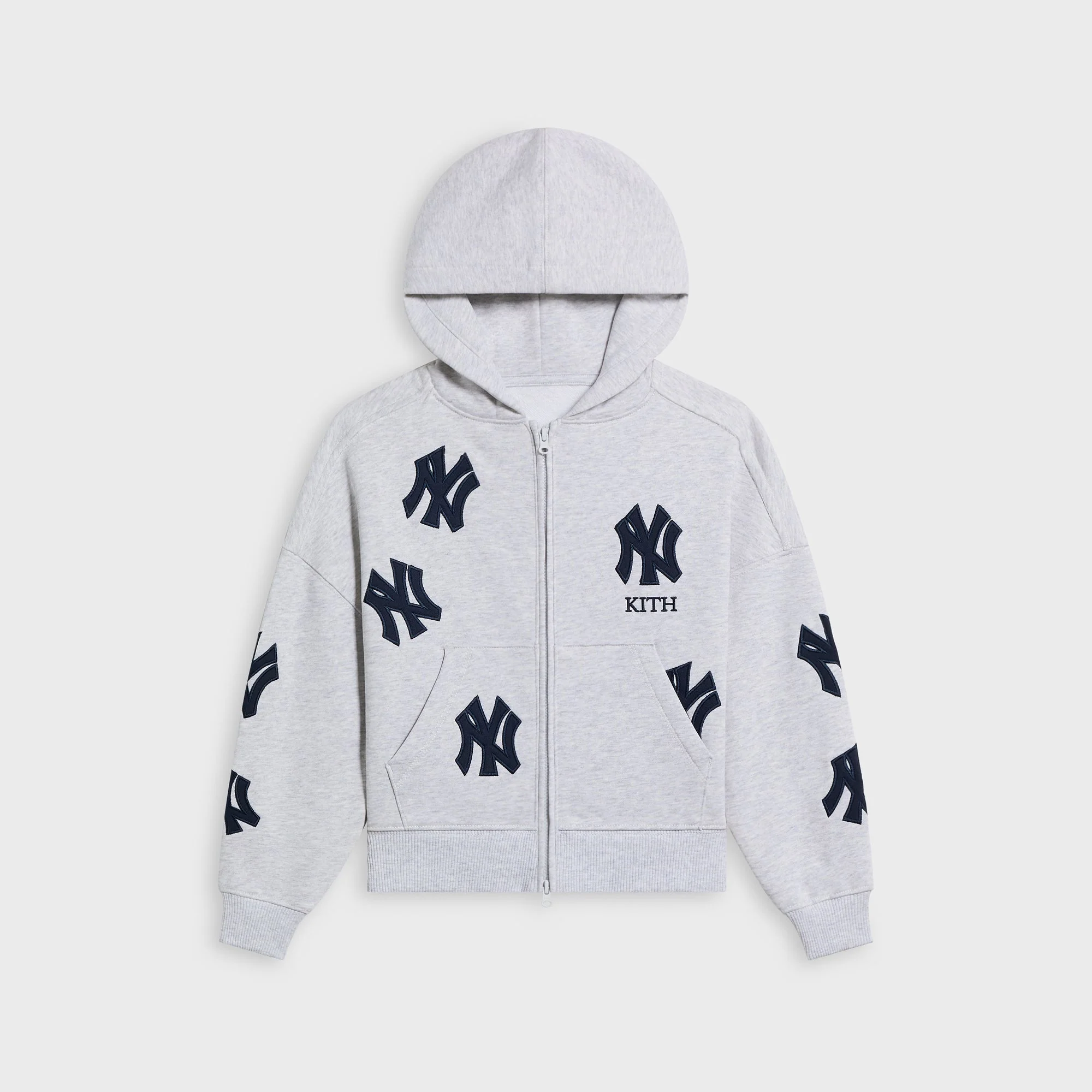 Kith Kids for the New York Yankees Nelson Zip Hoodie - Light Heather Grey