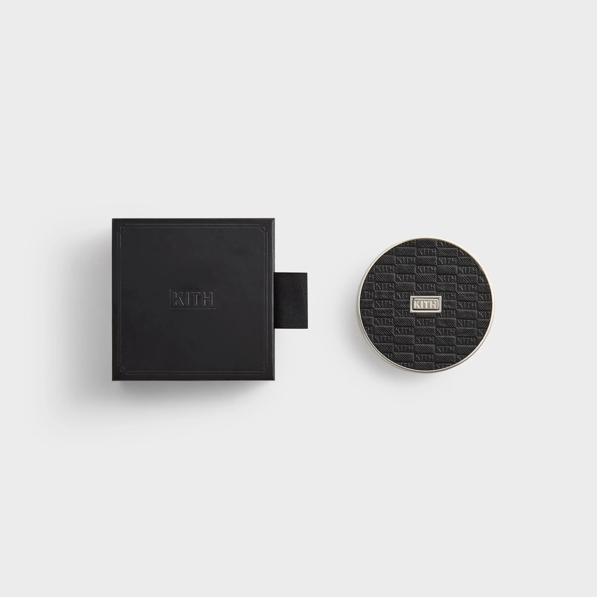 Kith Classic Logo Set of 4 Leather Coasters - Black