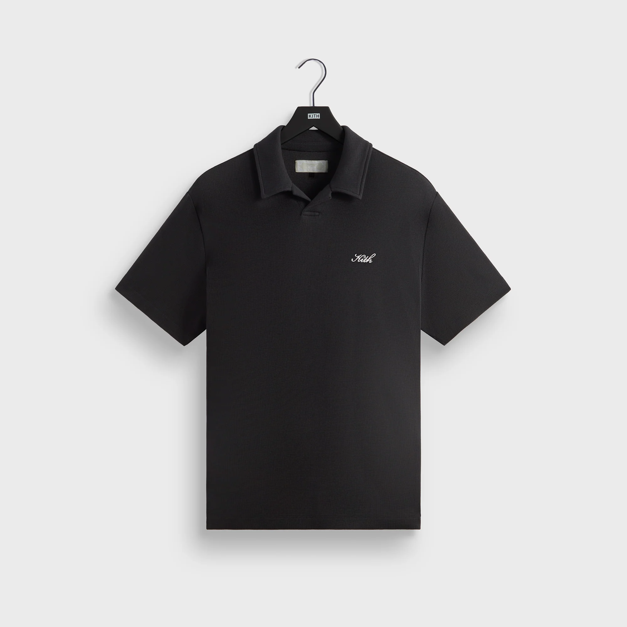 Kith Micro Waffle Drew Polo Shirt - Black