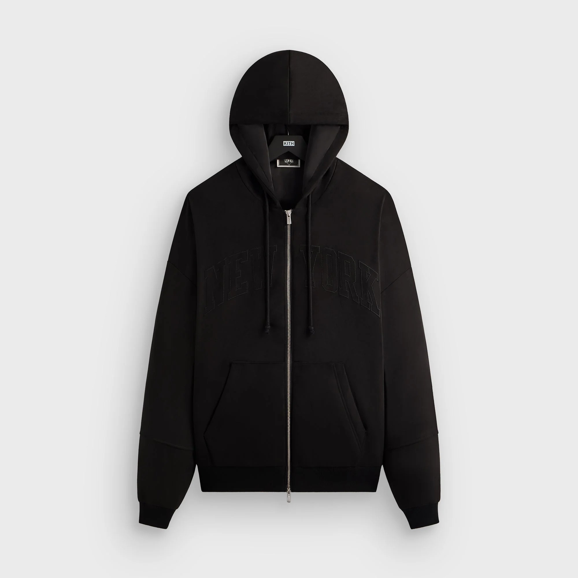 Kith for the New York Knicks Tonal Microsuede Cropped Braxton Hoodie - Black