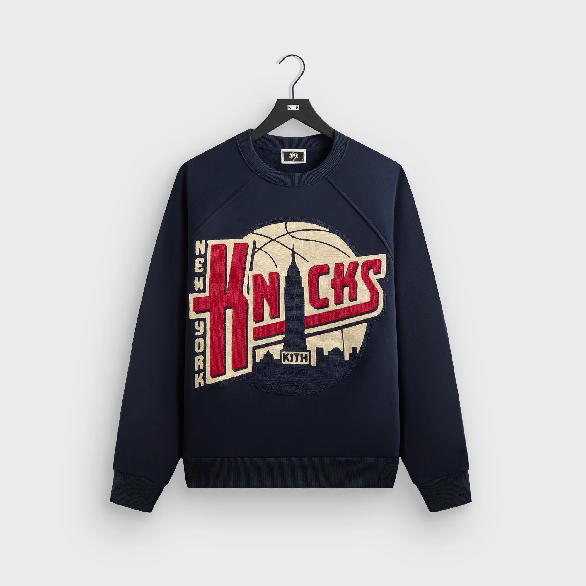 Kith for the New York Knicks Basketball Vintage Nelson Raglan Crewneck - Nocturnal
