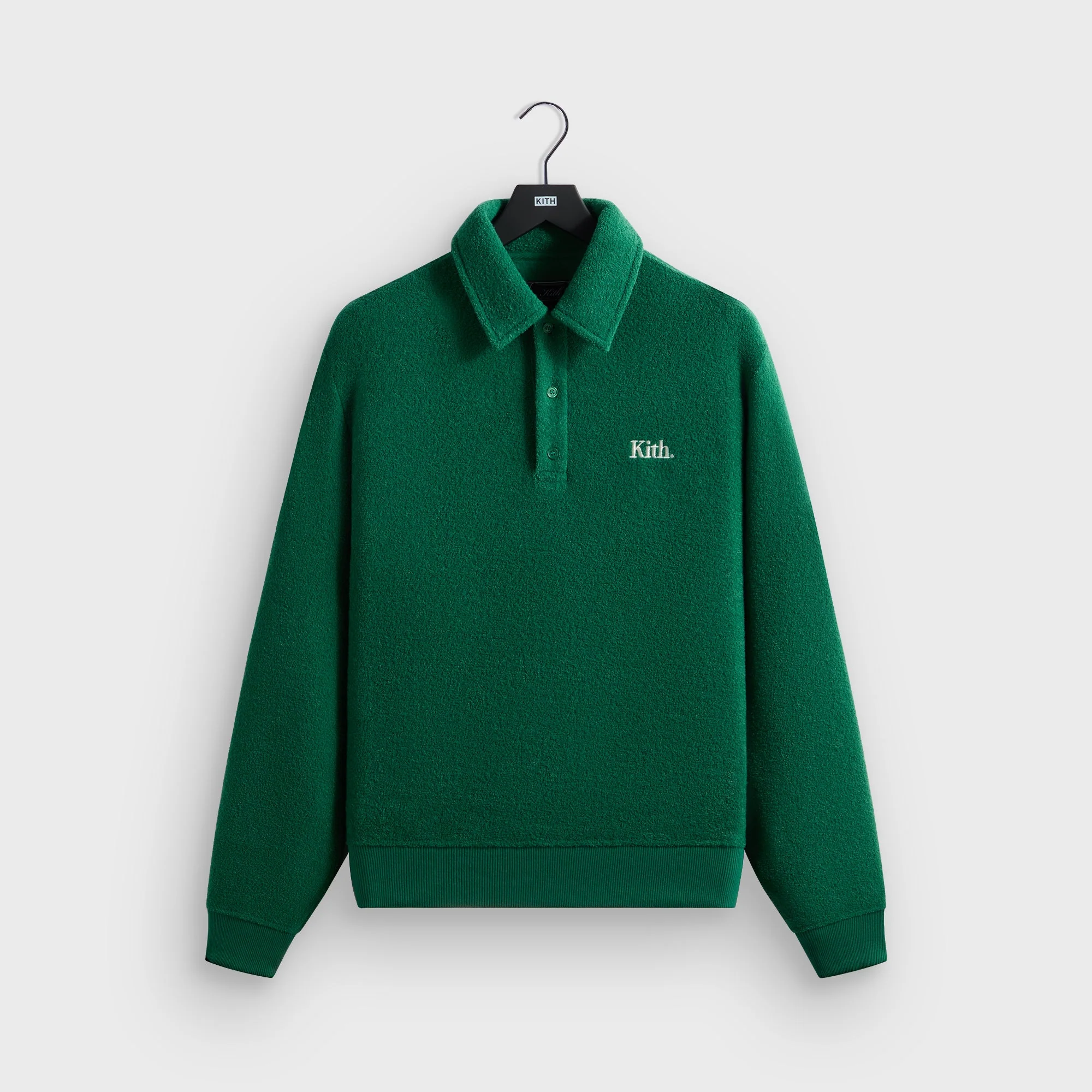 Kith Towel Boucle Long Sleeve Drew Polo - Newt