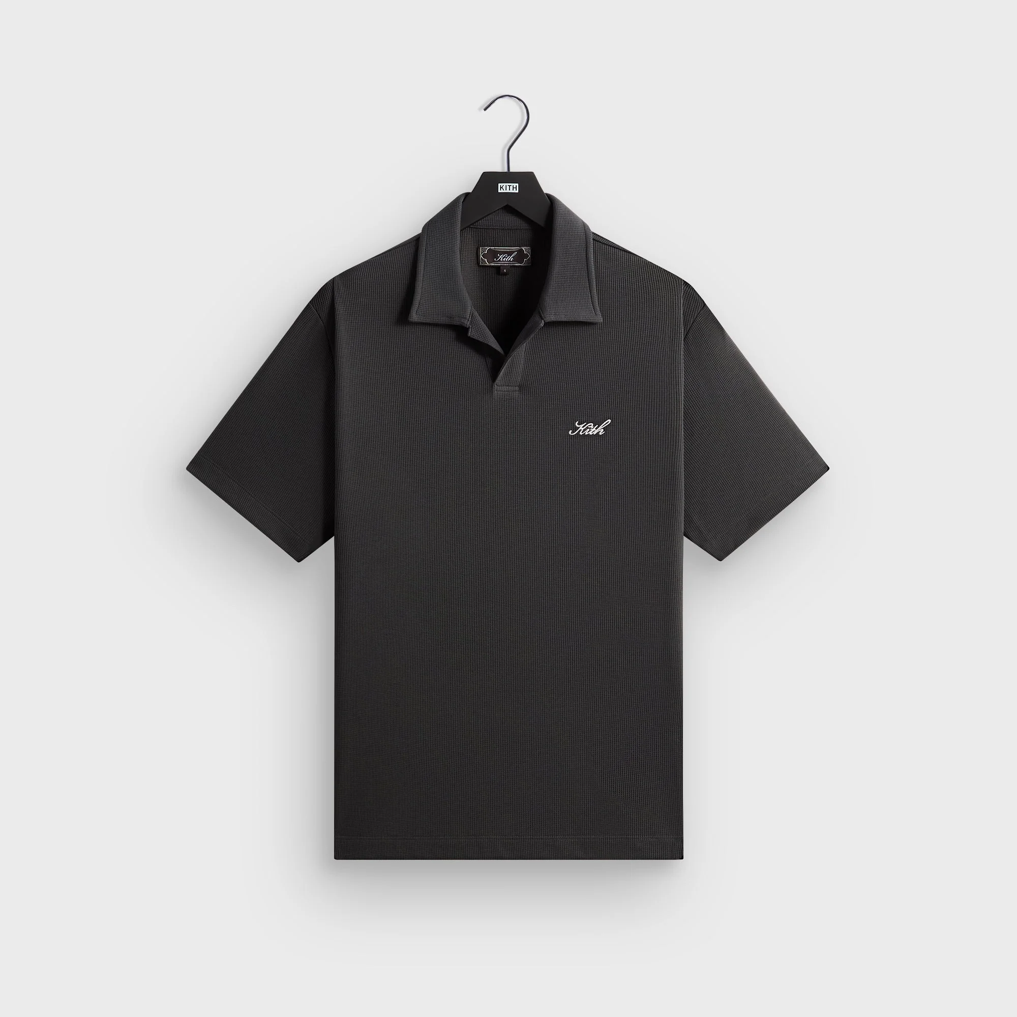 Kith Micro Waffle Drew Polo - Carbon