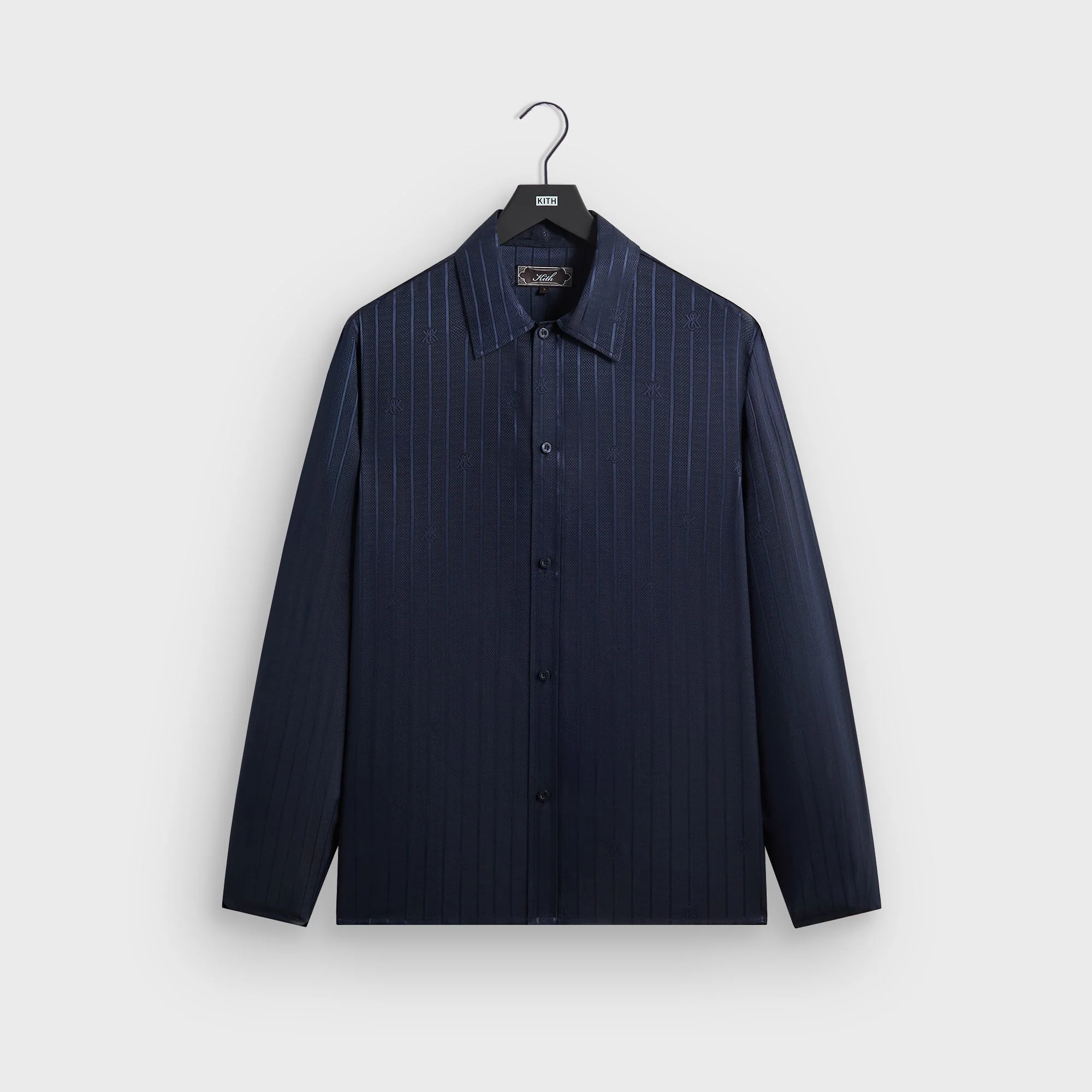 Kith Crest Logo Long Sleeve Boxy Collared Overshirt - Nocturnal