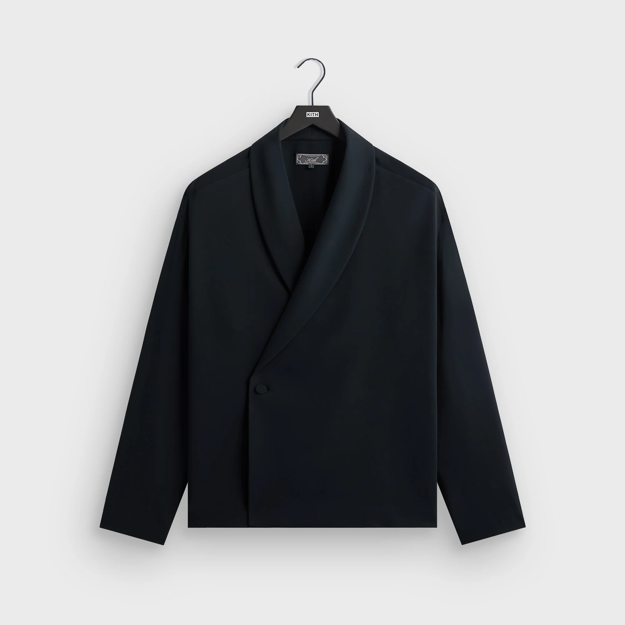 Kith Double Crepe Long Sleeve Thompson Crossover Shirt - Black