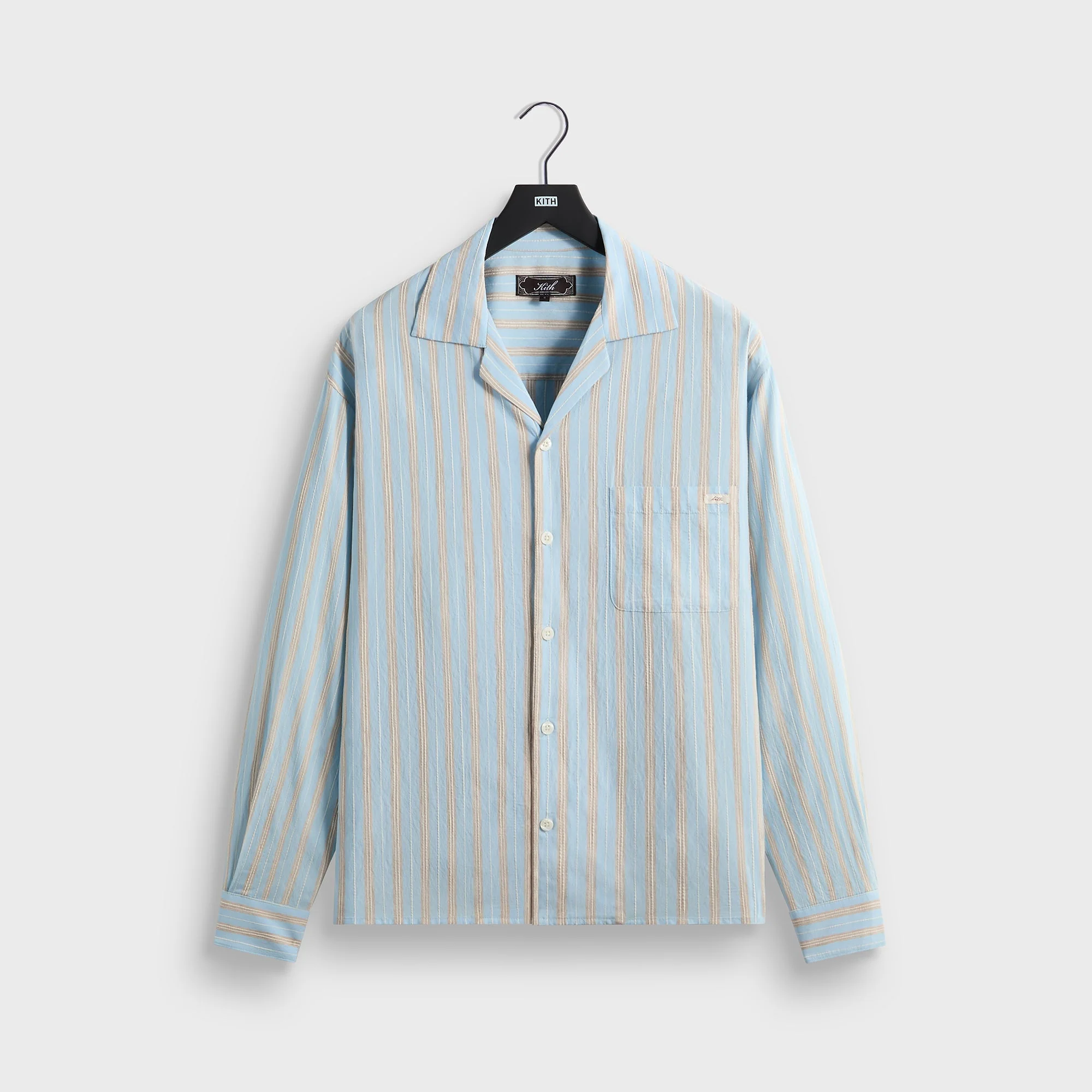 Kith Barre Stripe Long Sleeve Gianni Shirt - Serene