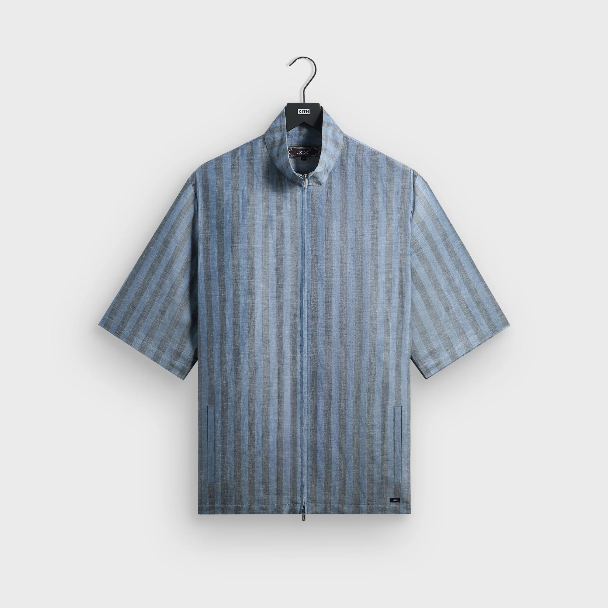 Kith Spun Silk Linen Stripe Colton Zip Front Shirt - Guide