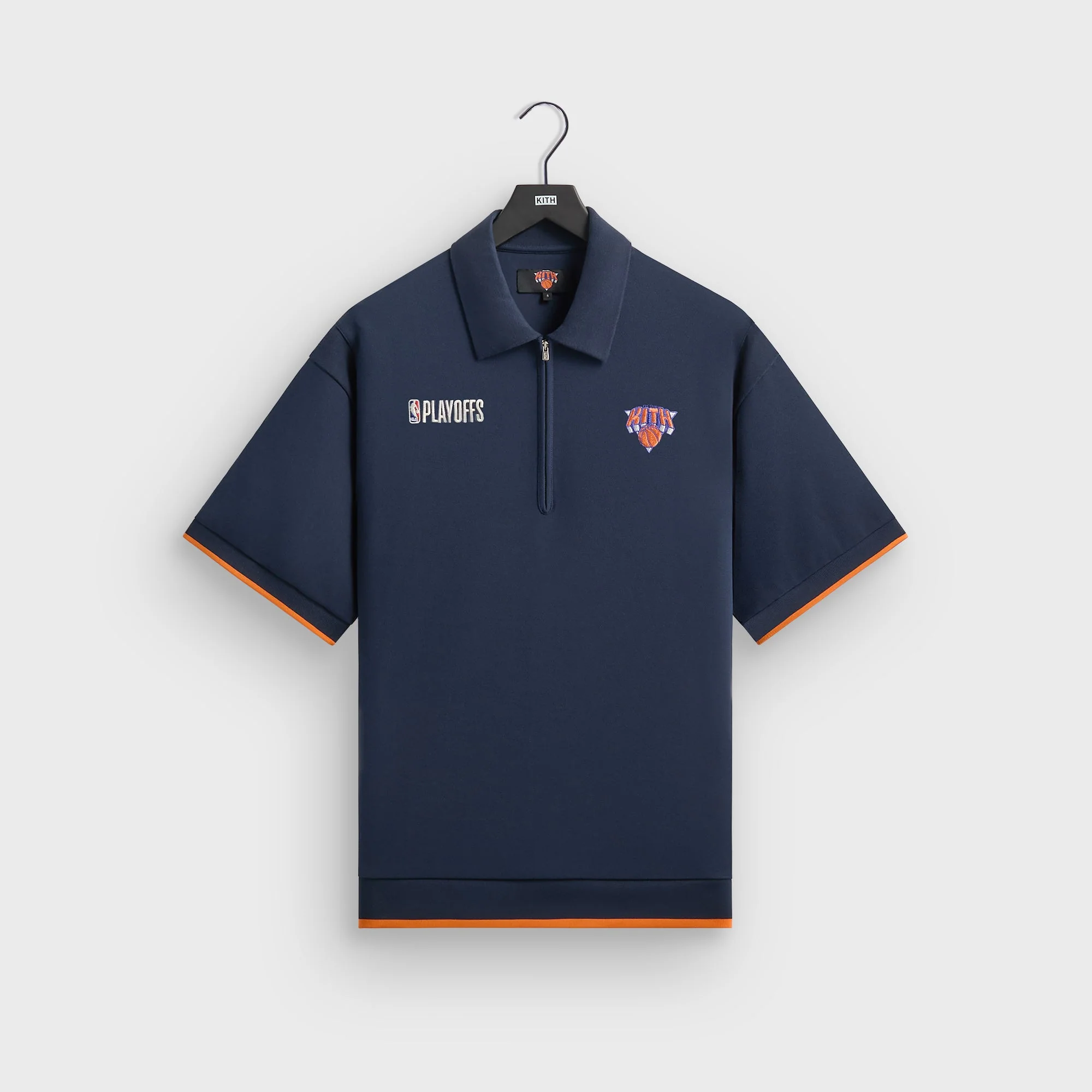 Kith for the New York Knicks Playoffs Zip Front Performance Knit Polo - Nocturnal