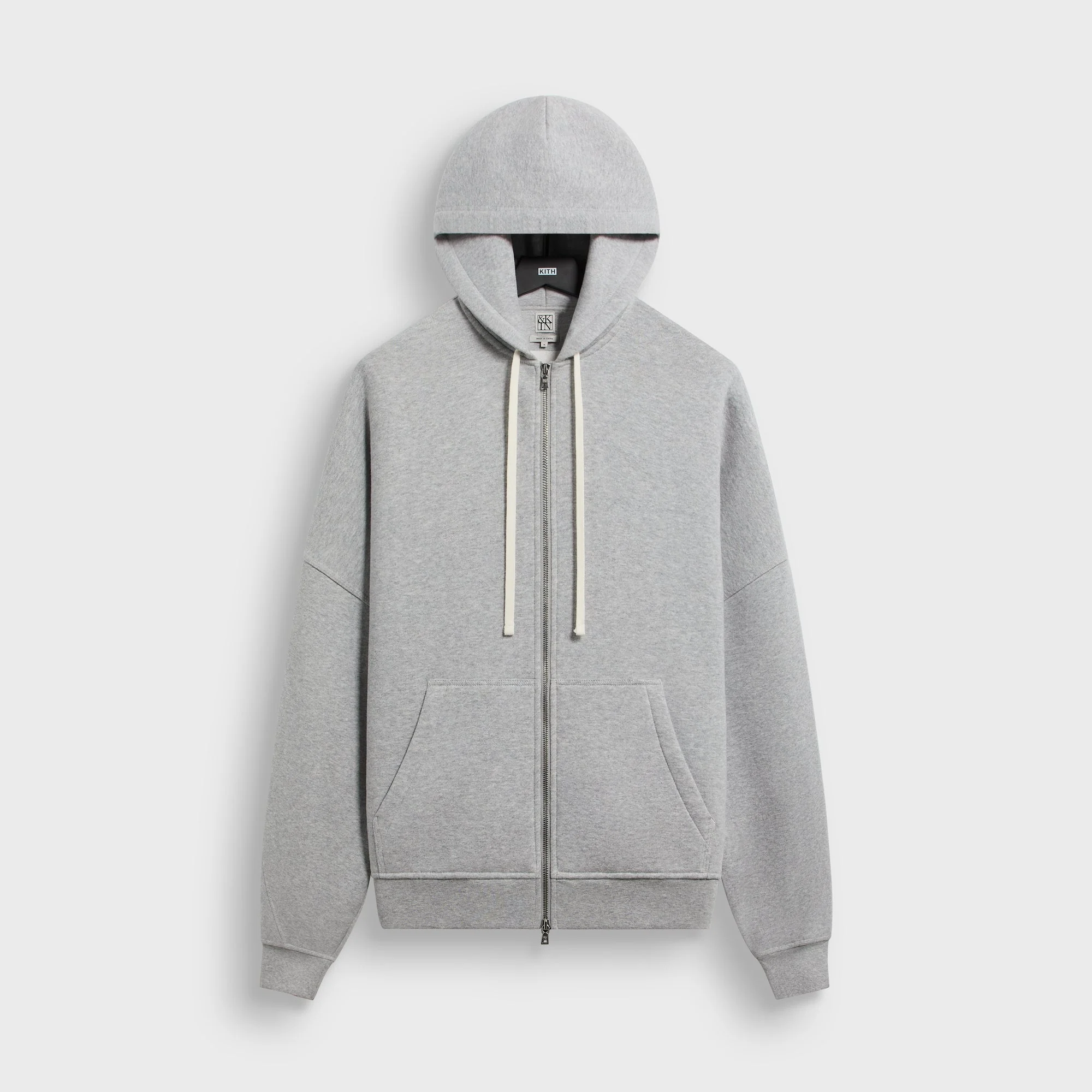 &Kin Plush Fleece Hiroshi Zip Front Hoodie - Medium Heather Grey