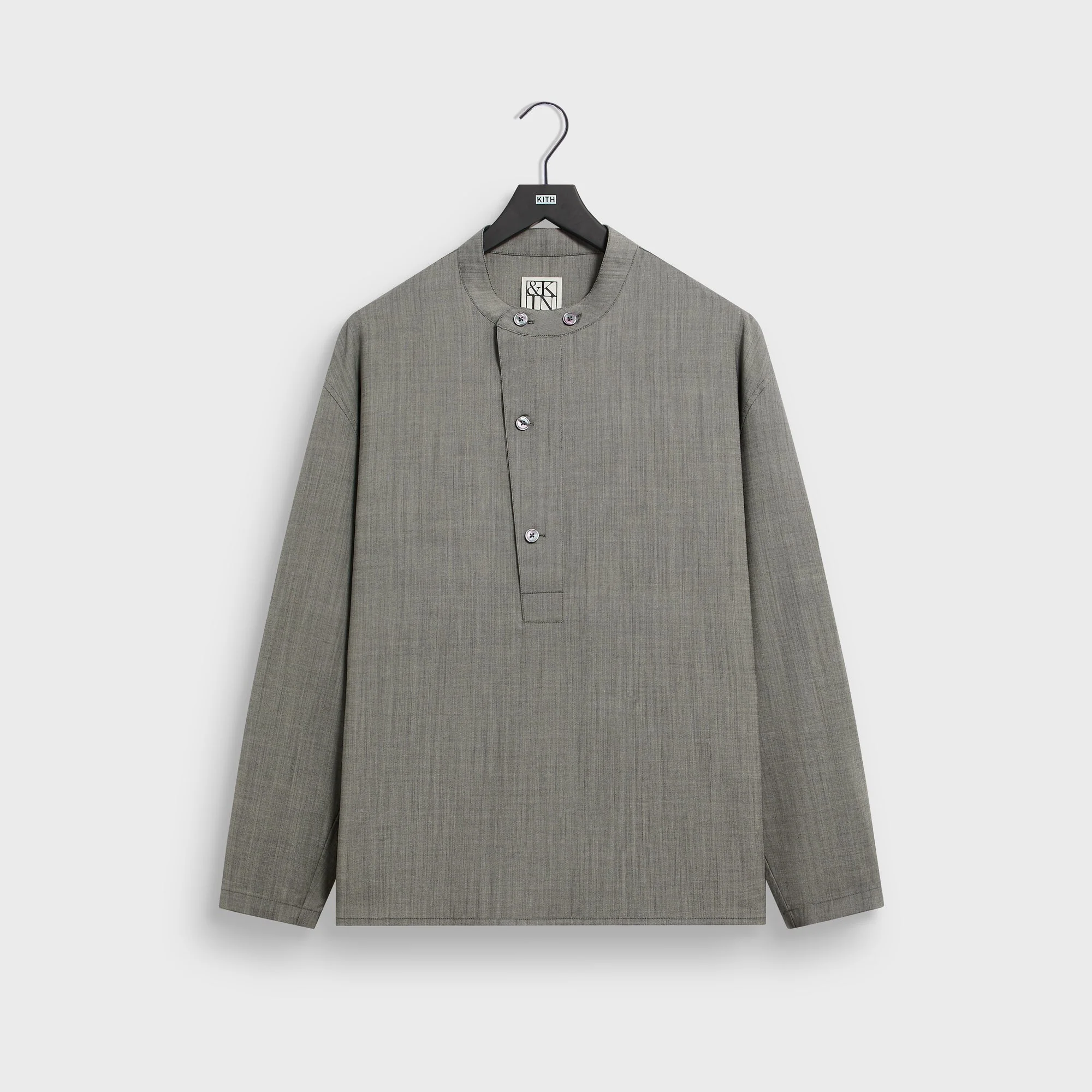 &Kin Tropical Wool Leven Shirt - Grey Melange