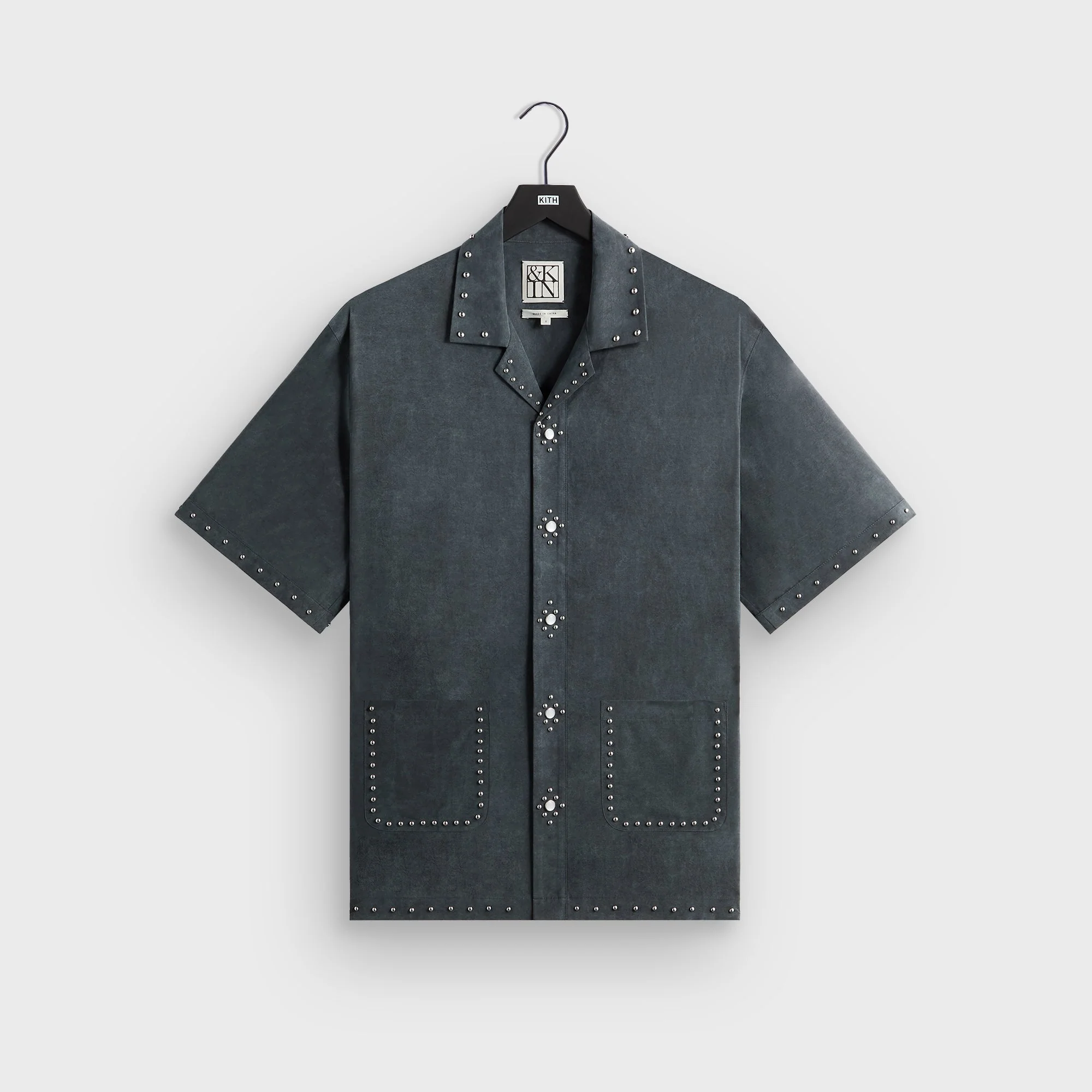&Kin Studded Cupro Linen Sawyer Shirt - Somber