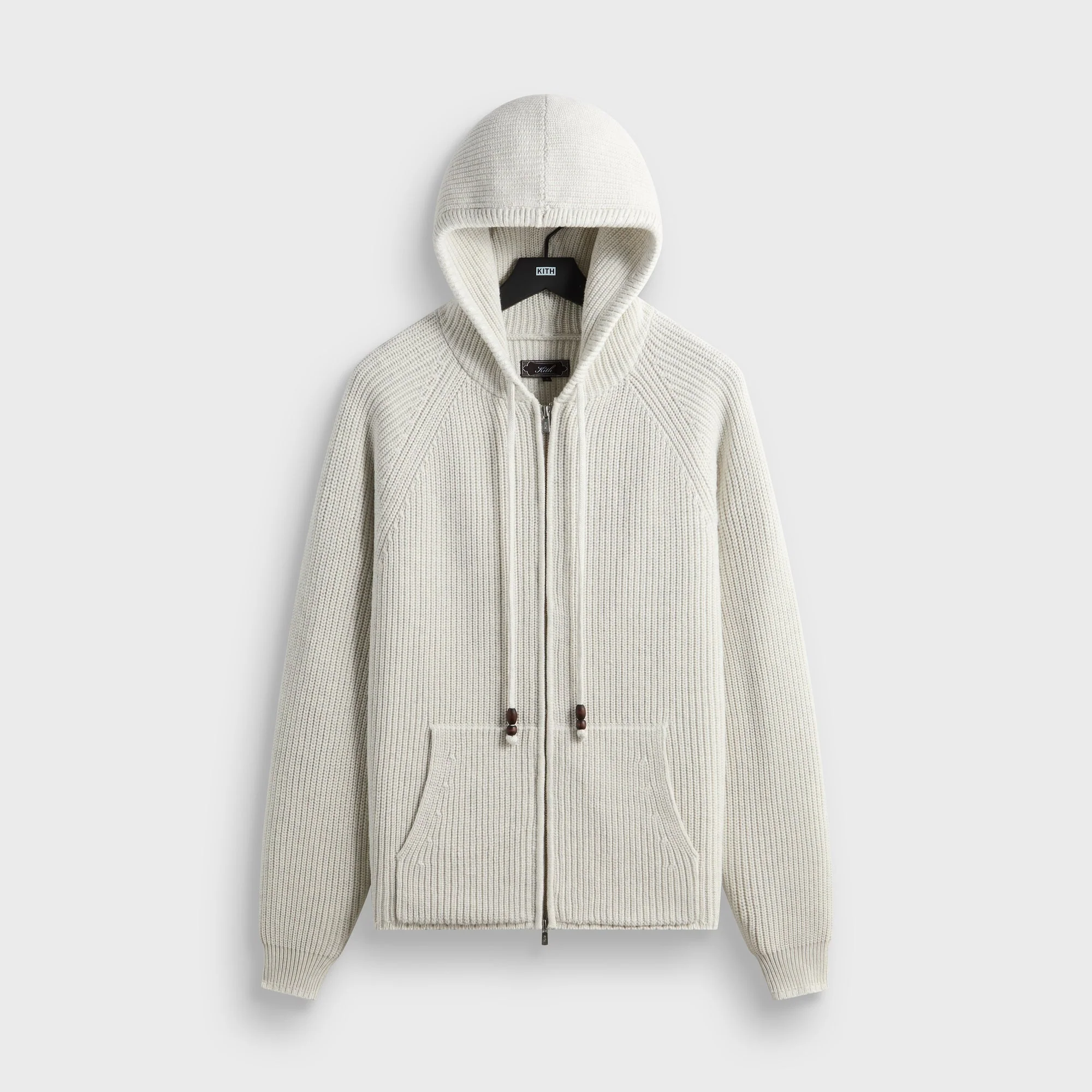 Kith Full Zip Knit Miles Hoodie - Light Heather Grey