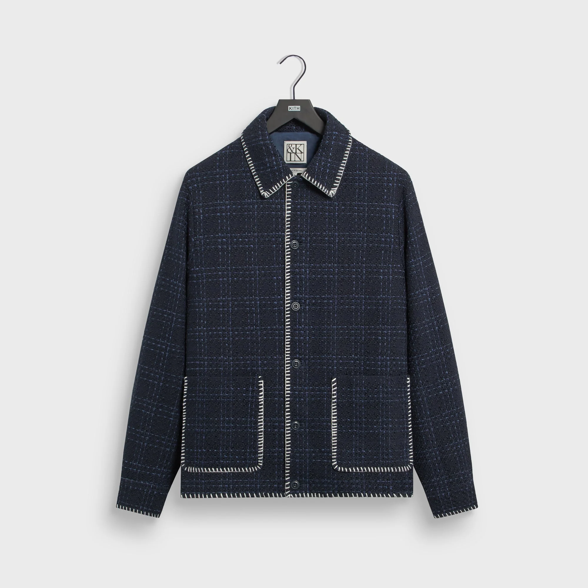 &Kin Tweed Boxy Collared Overshirt - Nocturnal