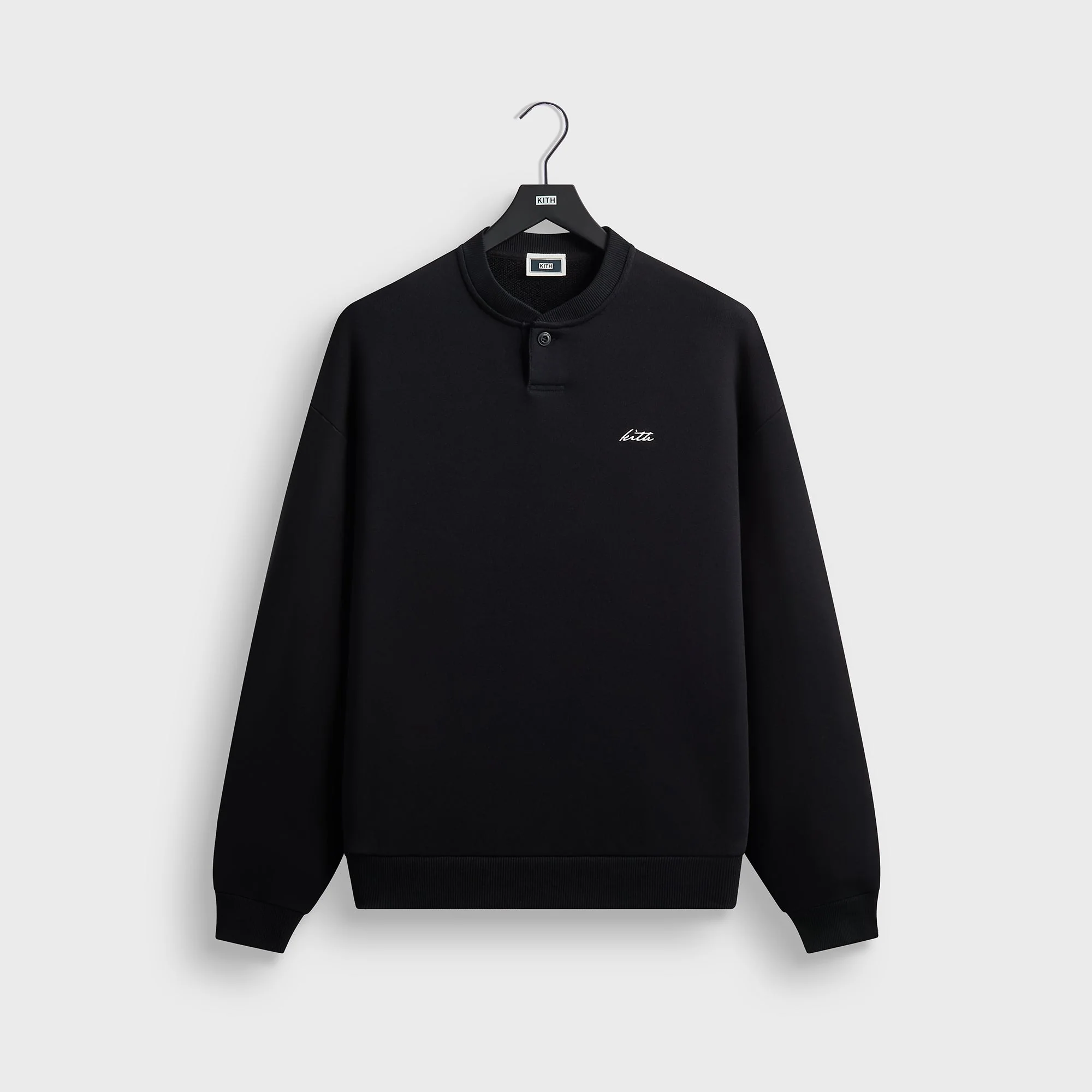 Kith Heavy Loop Henley Nelson Pullover - Black