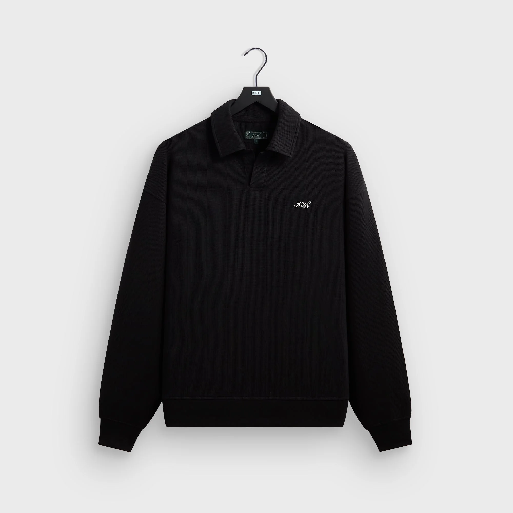Kith Micro Waffle Nelson Rugby Pullover - Black