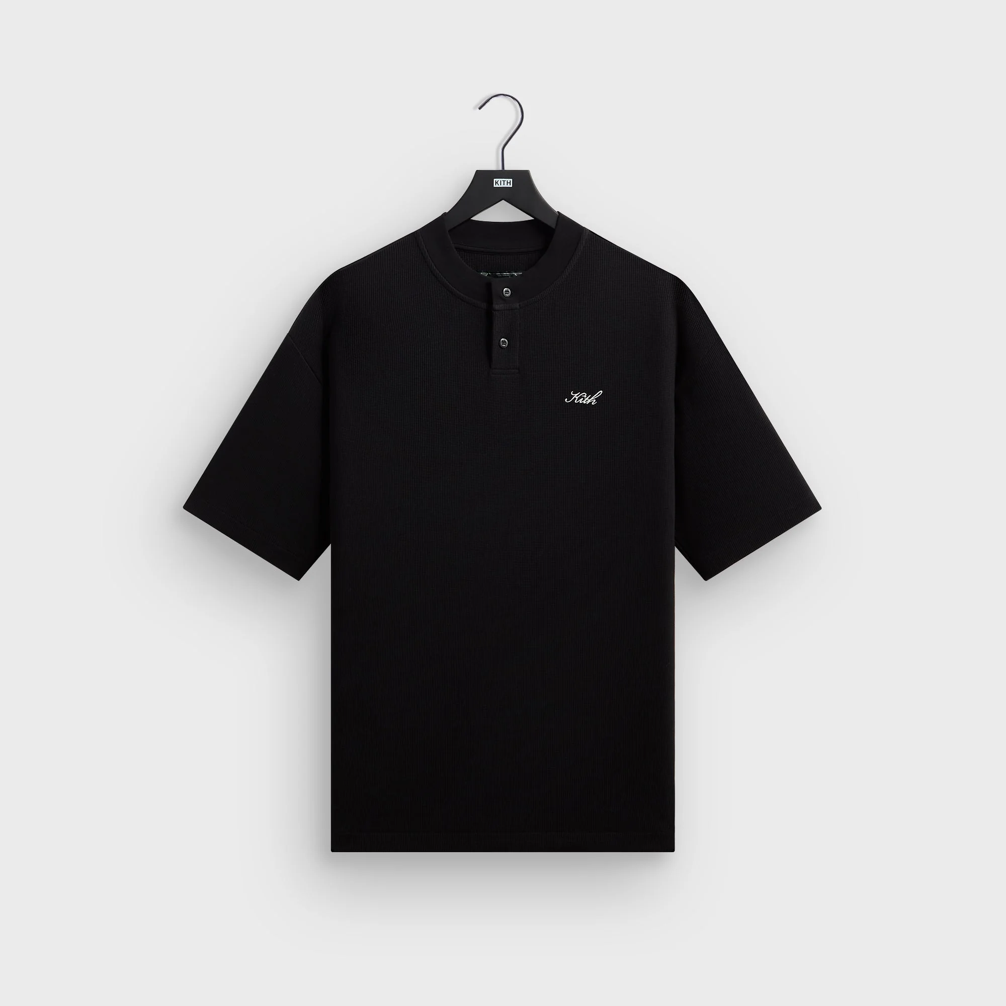Kith Micro Waffle Tristan Henley - Black