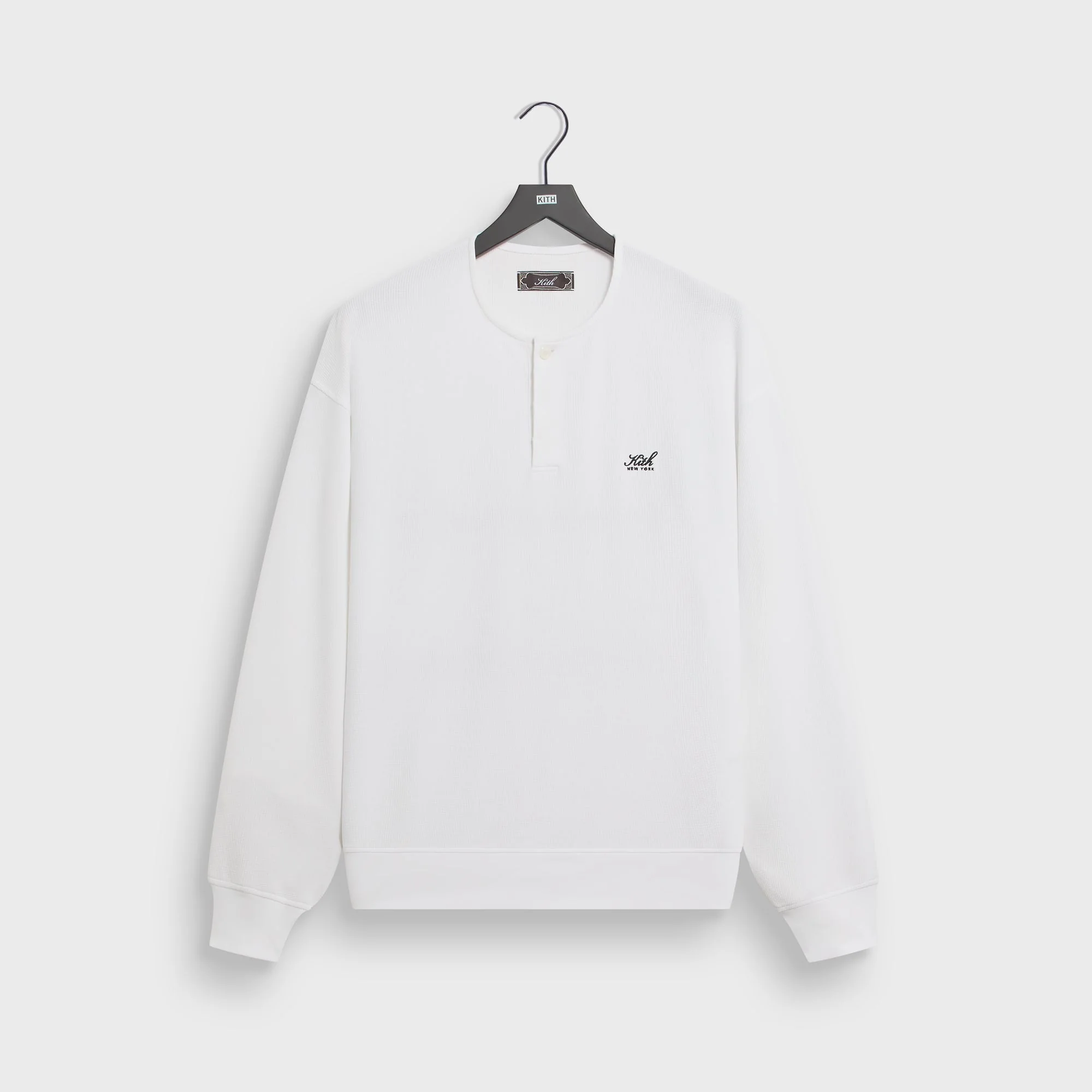 Kith Micro Waffle Long Sleeve Colby Pullover - White