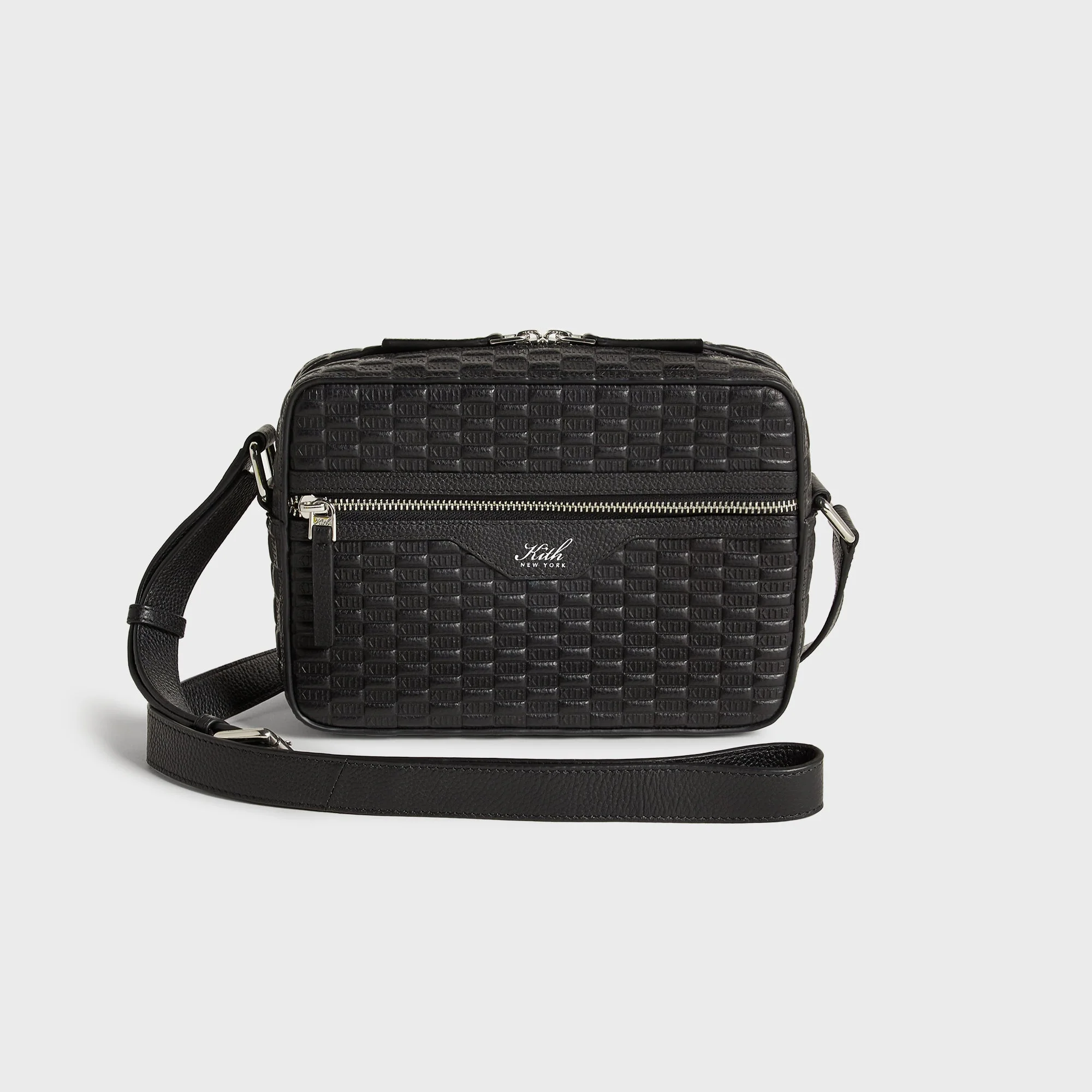 Kith Monogram Tumbled Leather Camera Crossbody Bag - Black