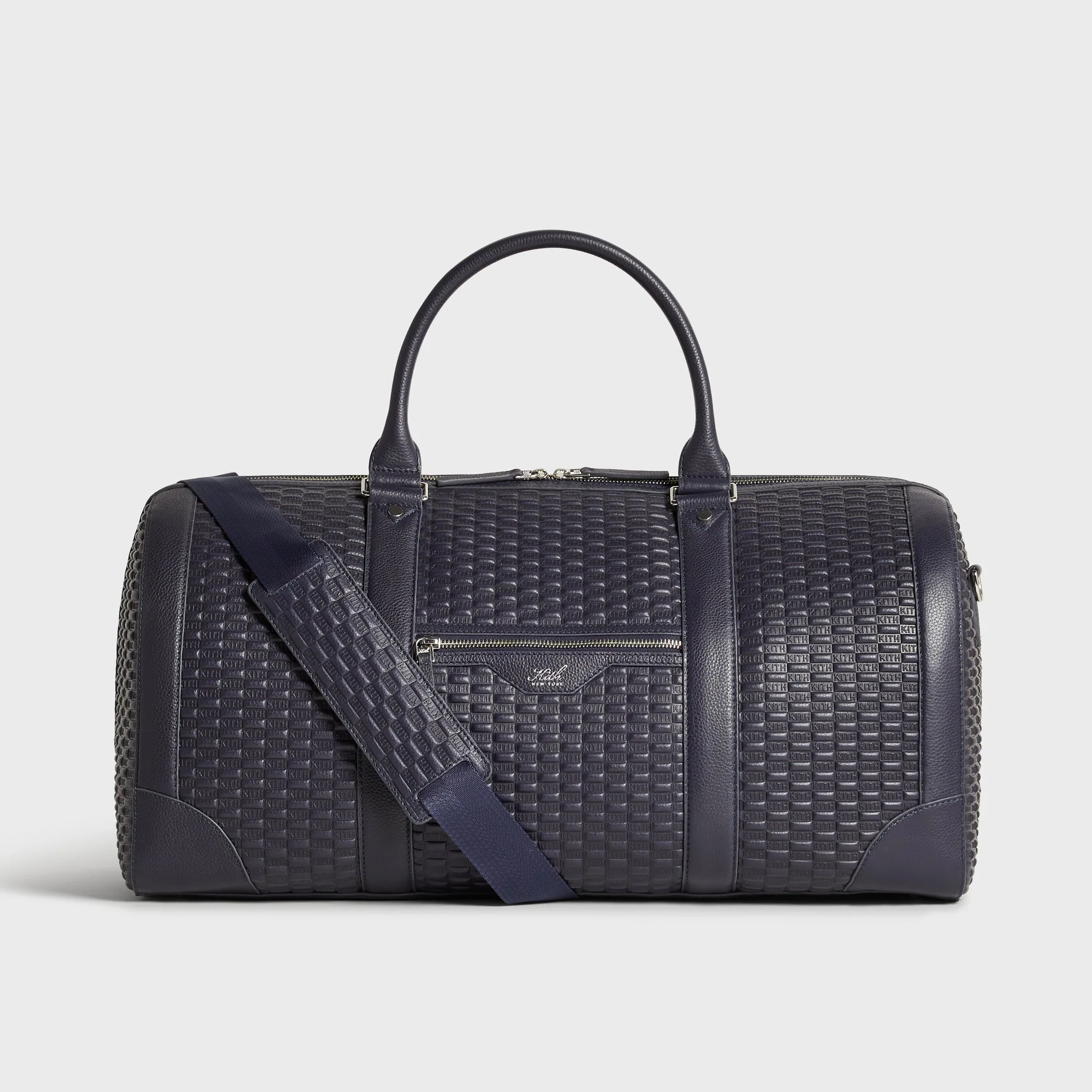 Kith Monogram Tumbled Leather Traveler K55 Duffle Bag - Ink