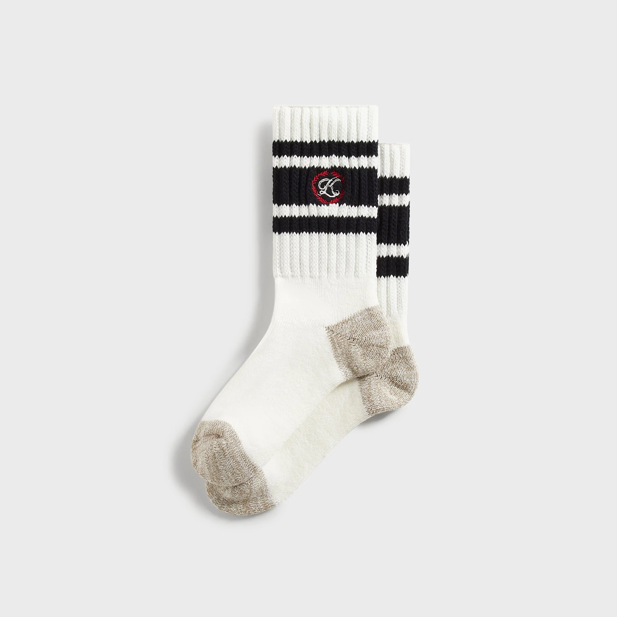 Kith Script K Laurel Stripe Cotton Chunky Crew Socks - White