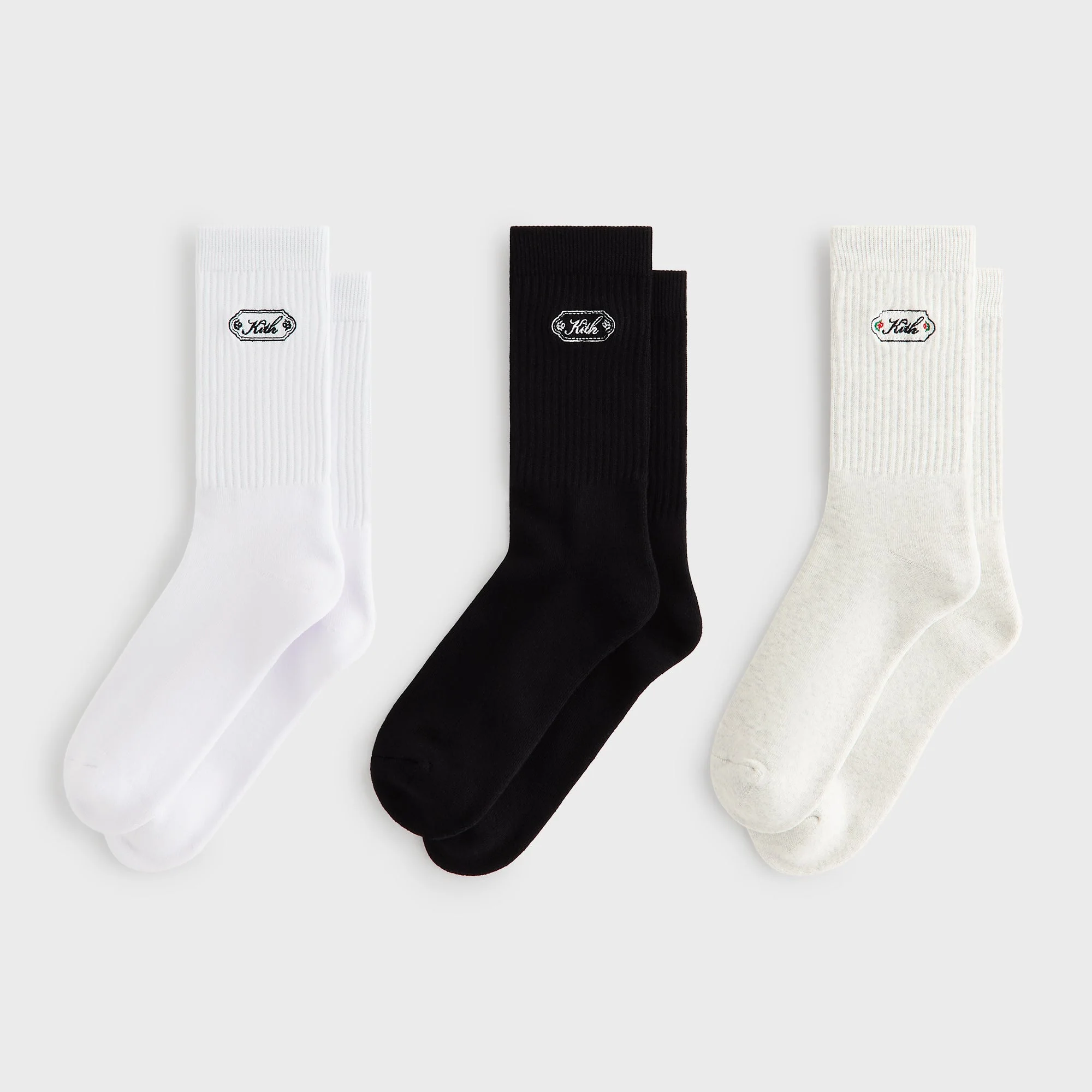 Kith 3-Pack Script Plaque Crew Socks - Multi