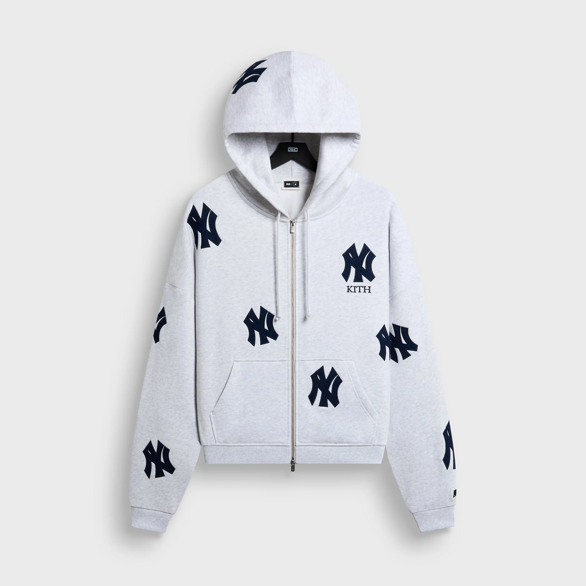 Kith for the New York Yankees Vintage Braxton Zip Hoodie - Light Heather Grey