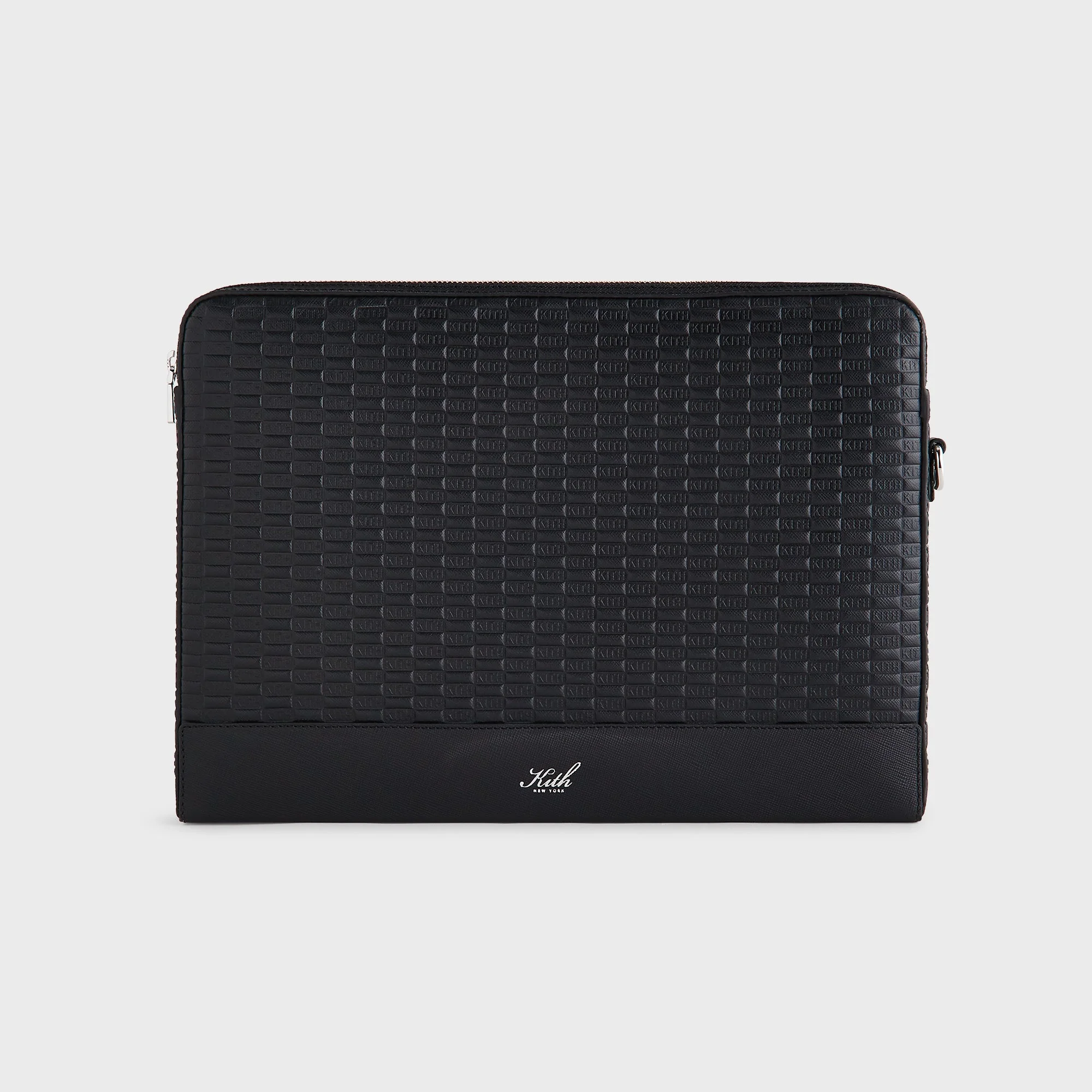 Kith Monogram Leather 15 Laptop Case - Black