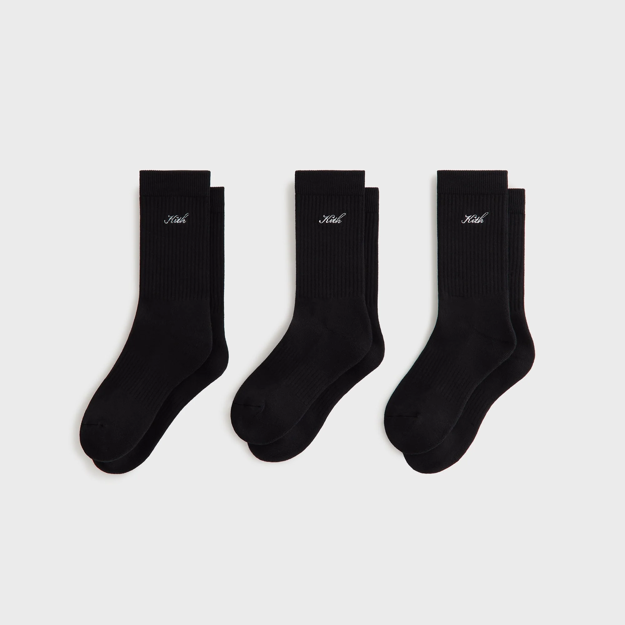 Kith Women Script Classic 3-Pack Crew Socks - Black