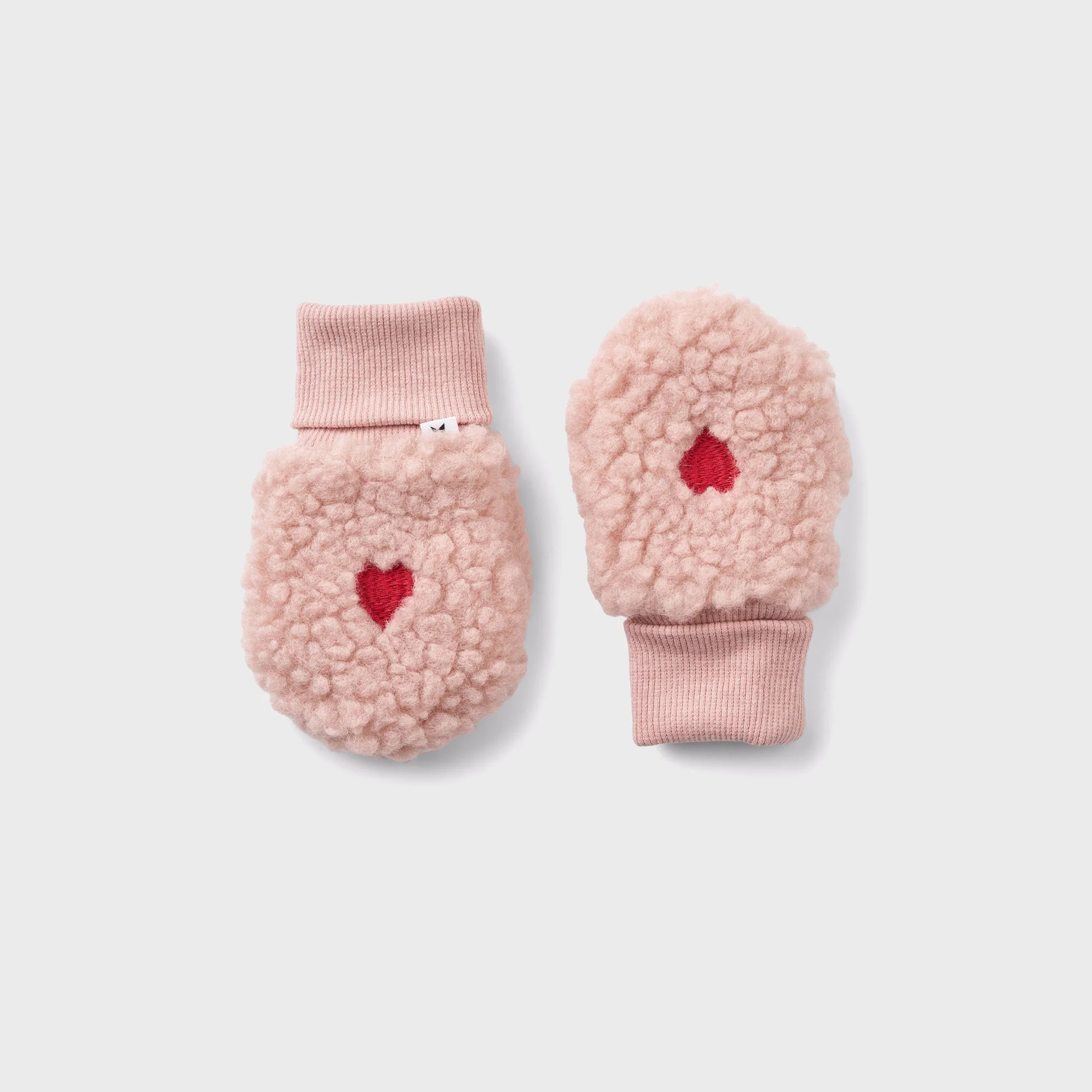 MOLO Baby Ufo Sherpa Mittens - Red Hearts Soft