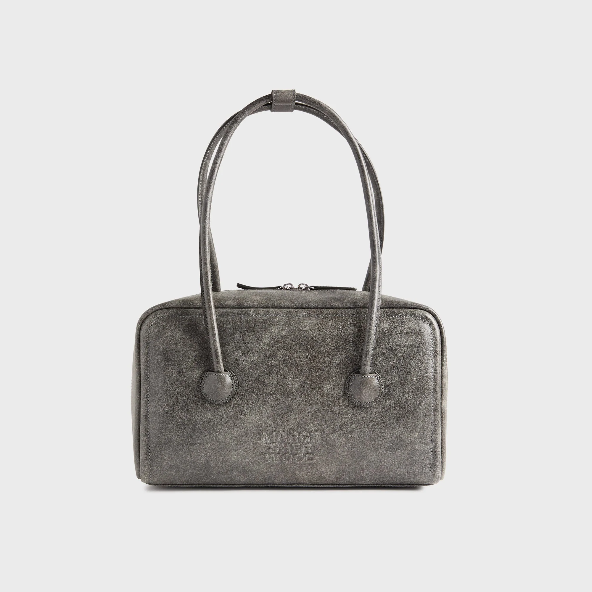 MARGESHERWOOD Soft Boston Two Tone Cracked Bag - White / Grey