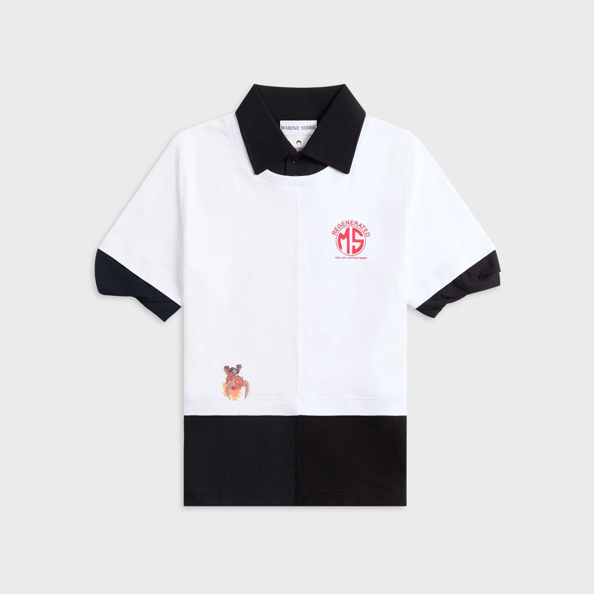 Marine Serre Upcycled Jersey Polo Shirt - White