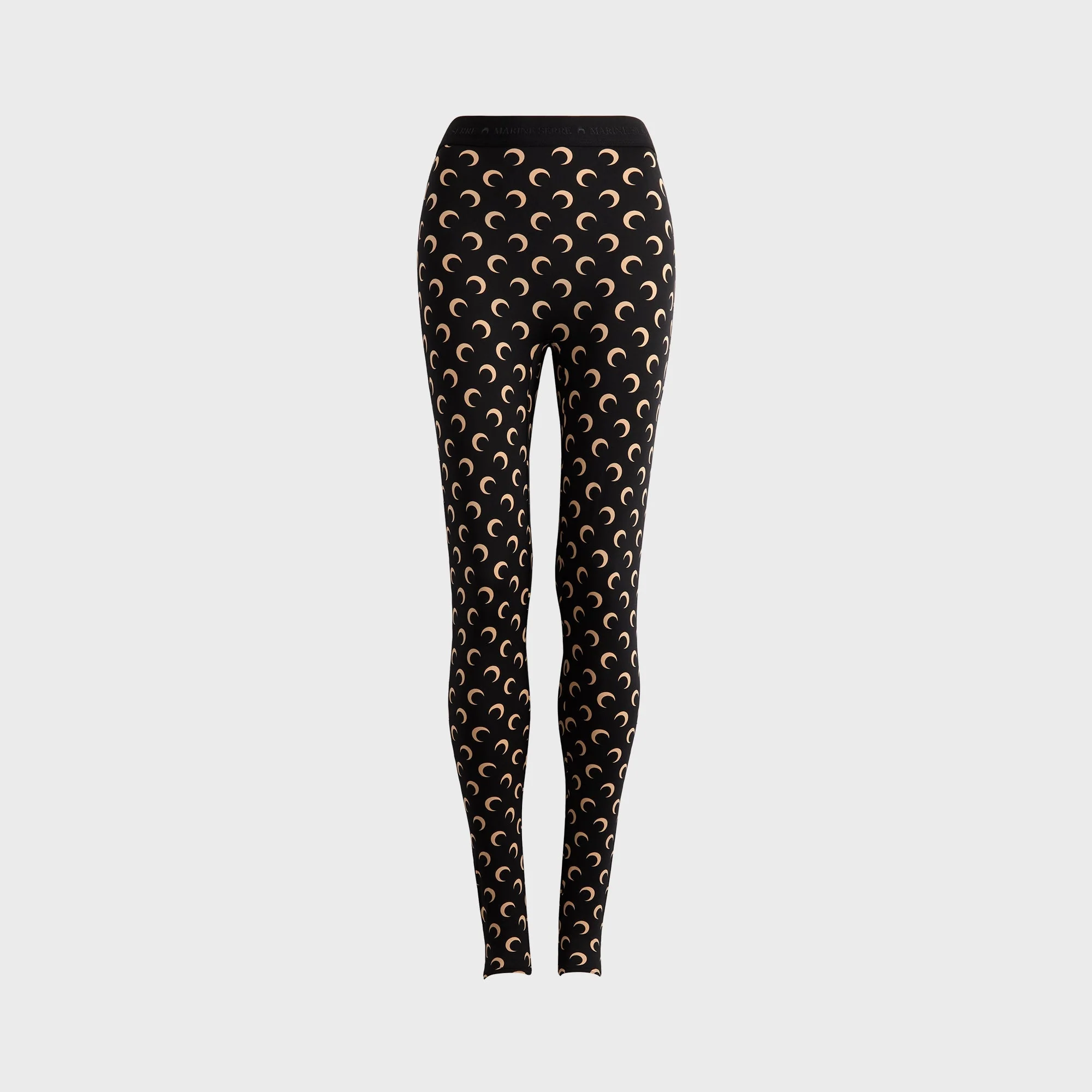 Marine Serre Moon Printed Jersey Stirrup Legging - Moon Tan on Black