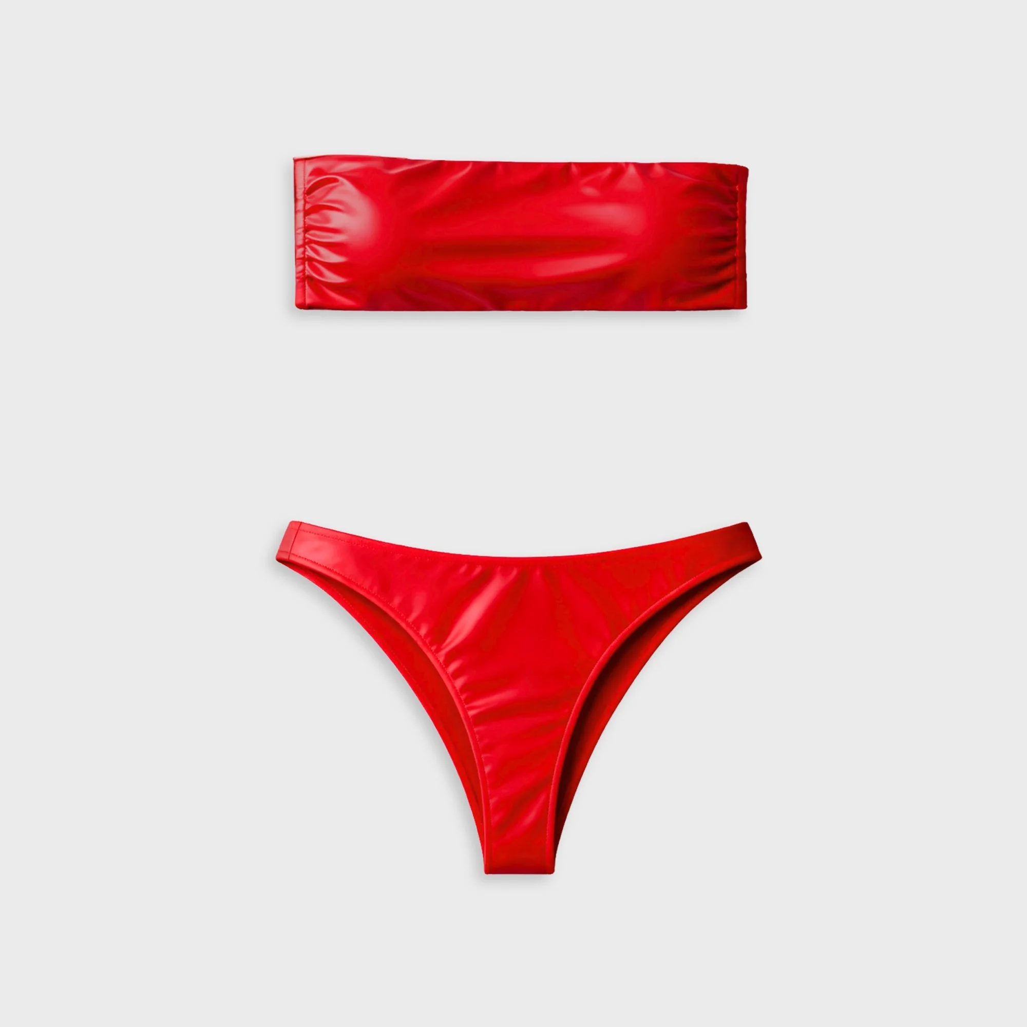 Naranja Furcado Bandeau Set - Crimson