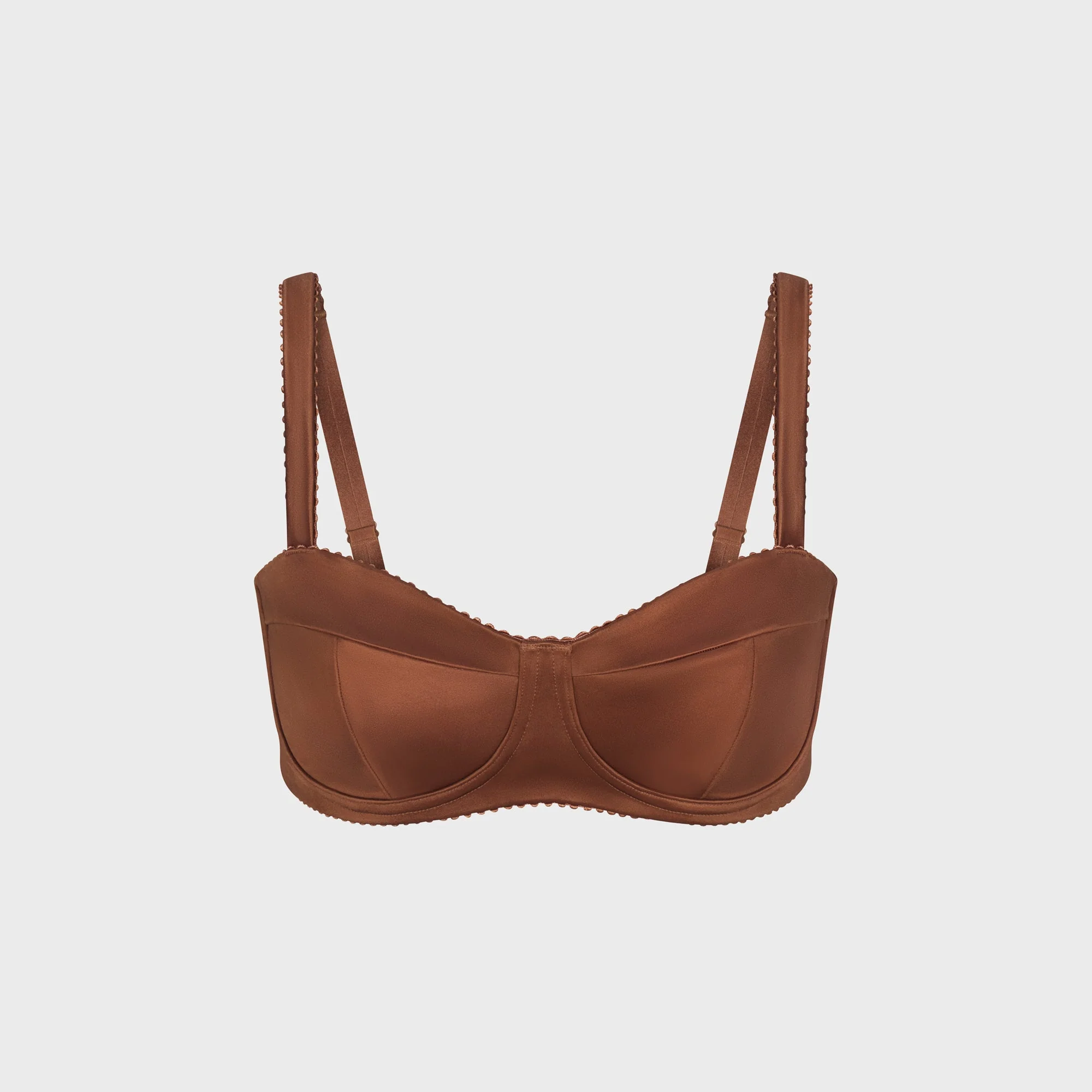 NikeSKIMS Satin Shine Paneled Picot Bra - Carob Brown