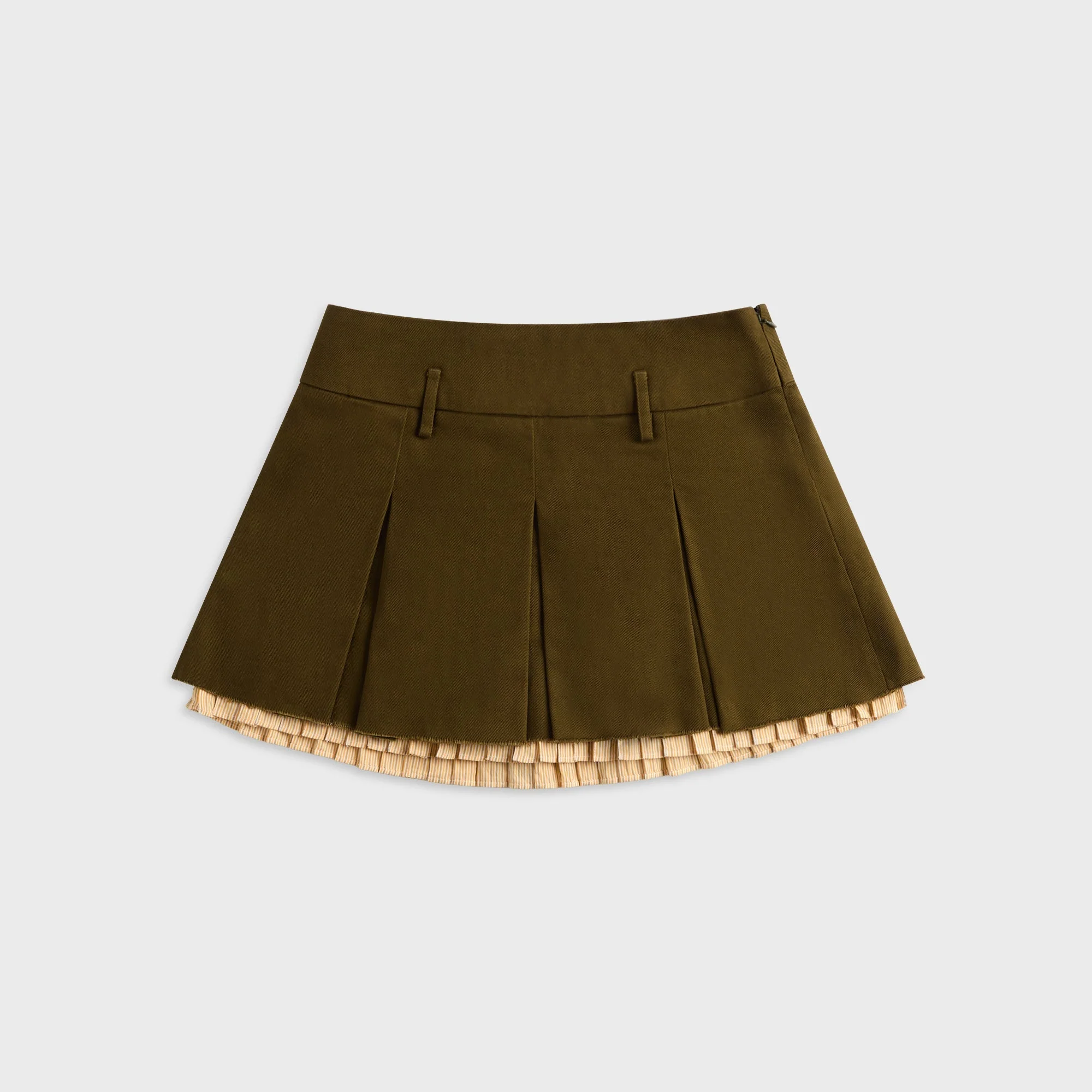 R13 Pleated Mini Skirt  - Olive Green