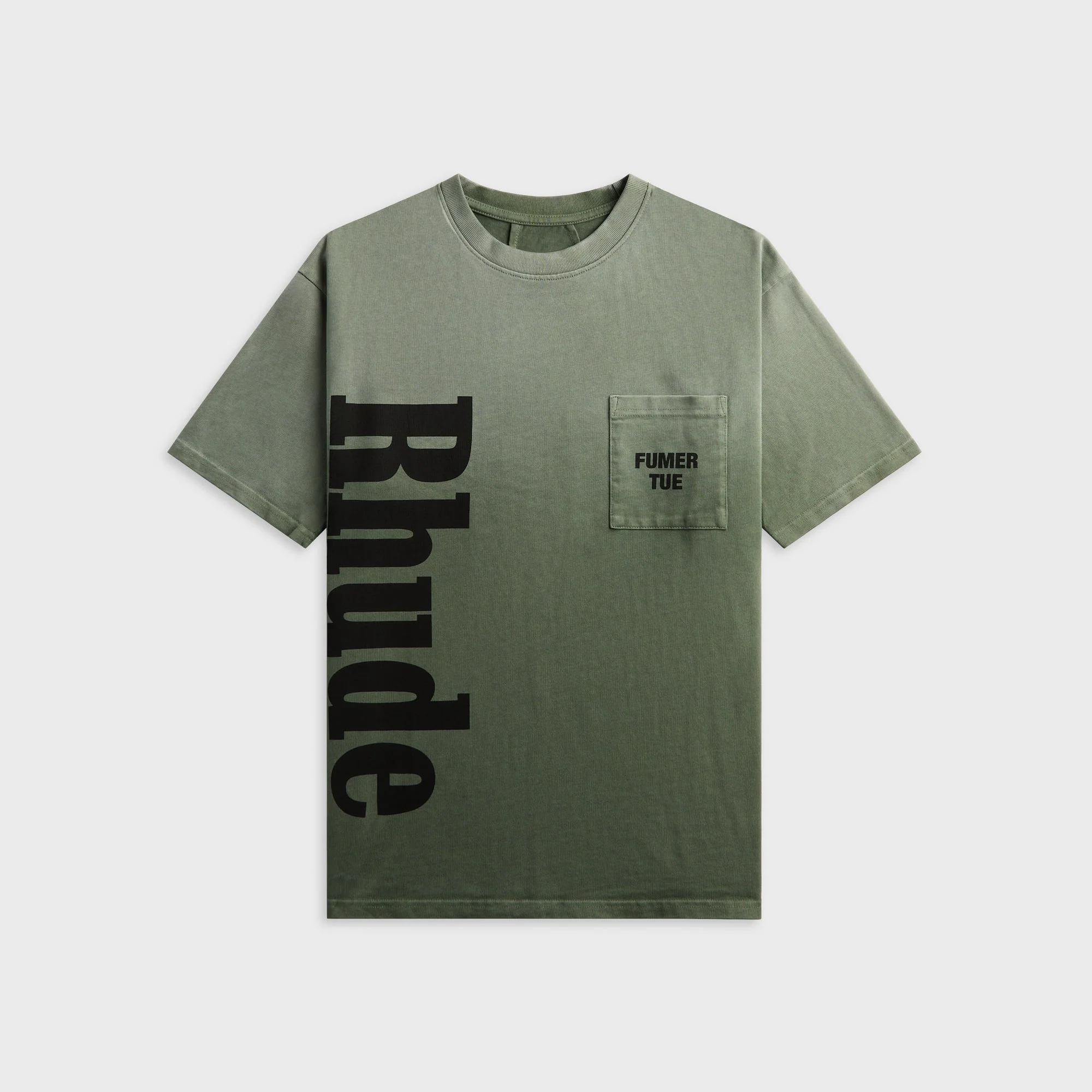 Rhude Logo Pocket Tee - Washed Olive / Black