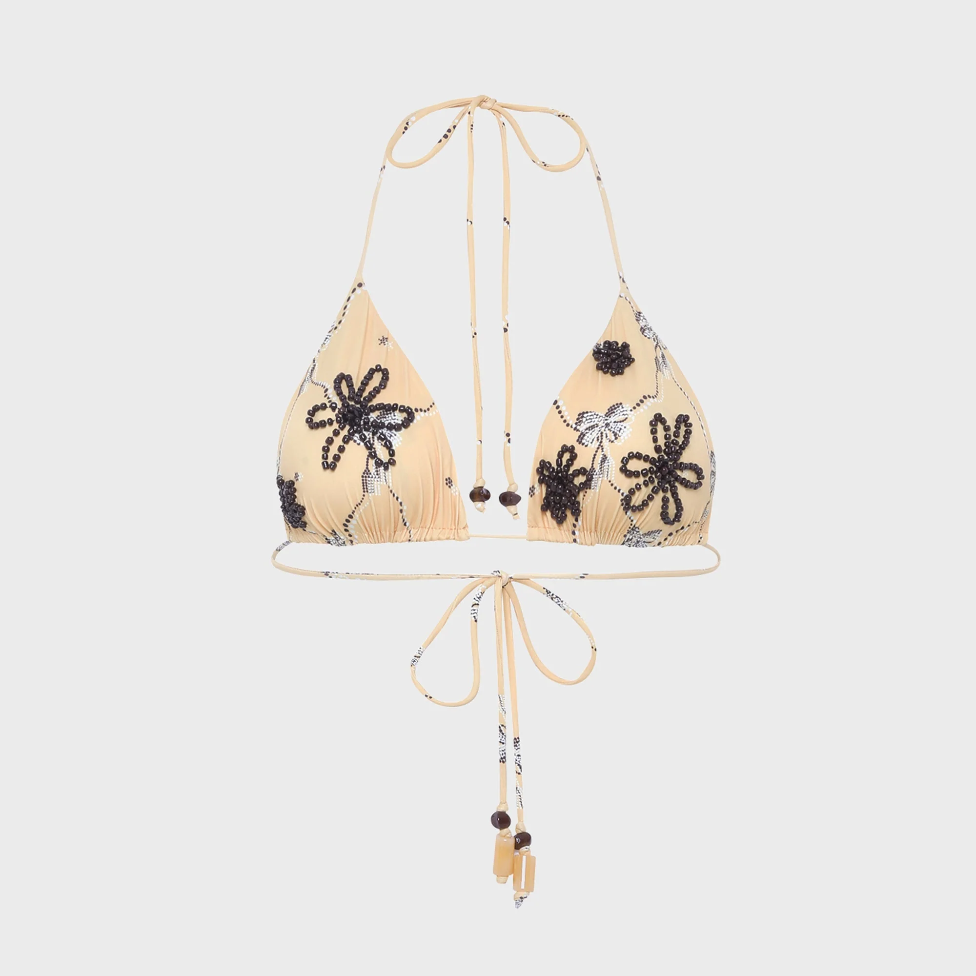 Siedres Juniper Printed Triangle Bikini Top - Yellow