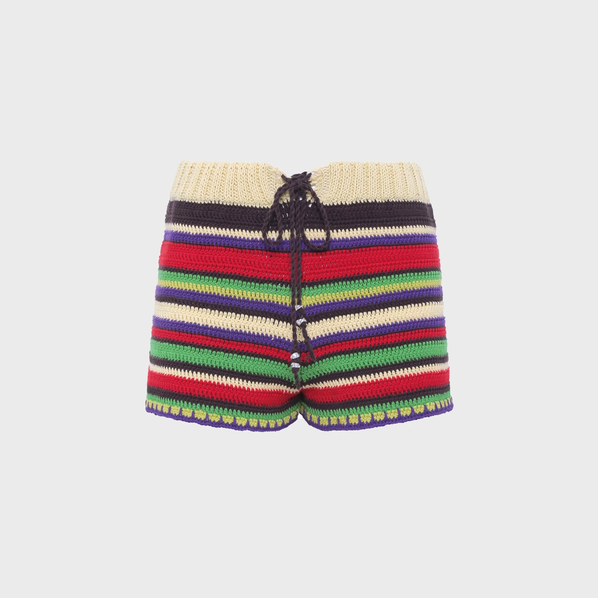 Siedres Renata Striped Crochet Mini Short - Multi