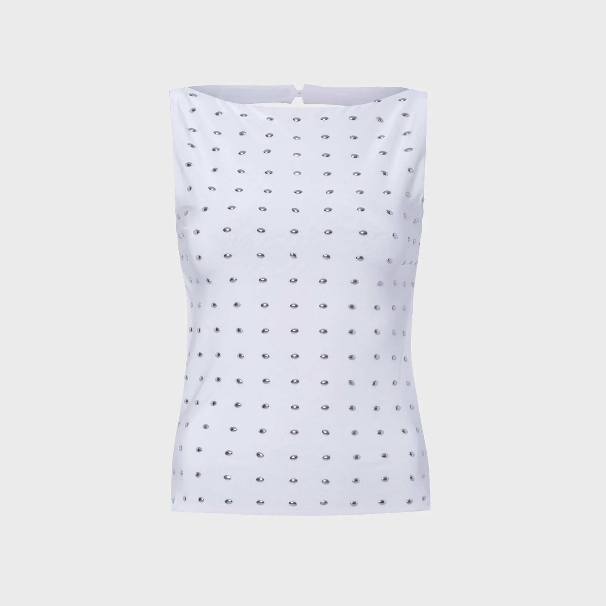 Siedres Zelna Fitted Jersey Top With Stud Artwork - White
