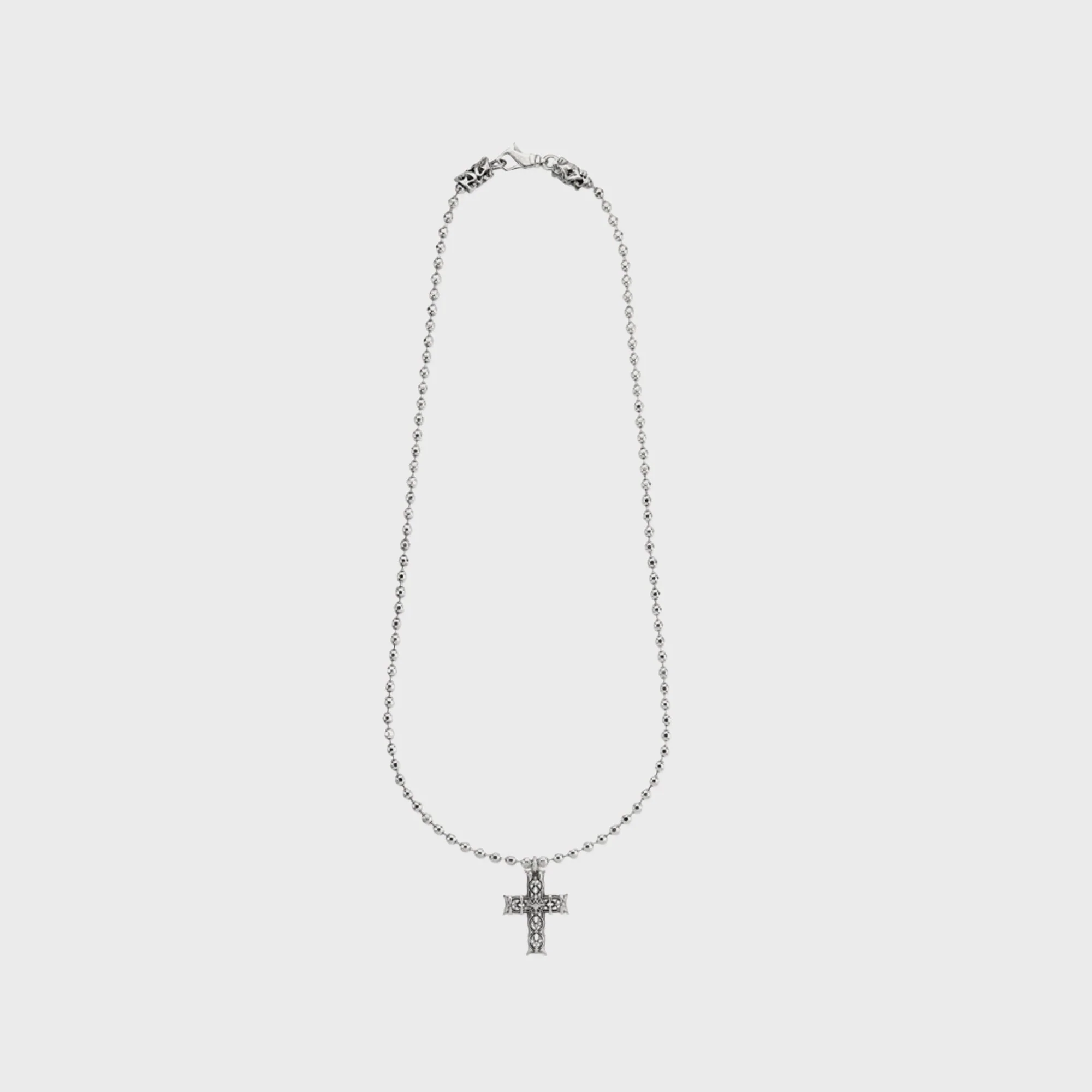 Emanuele Bicocchi Beaded Chain with Notre Dame Cross - Silver
