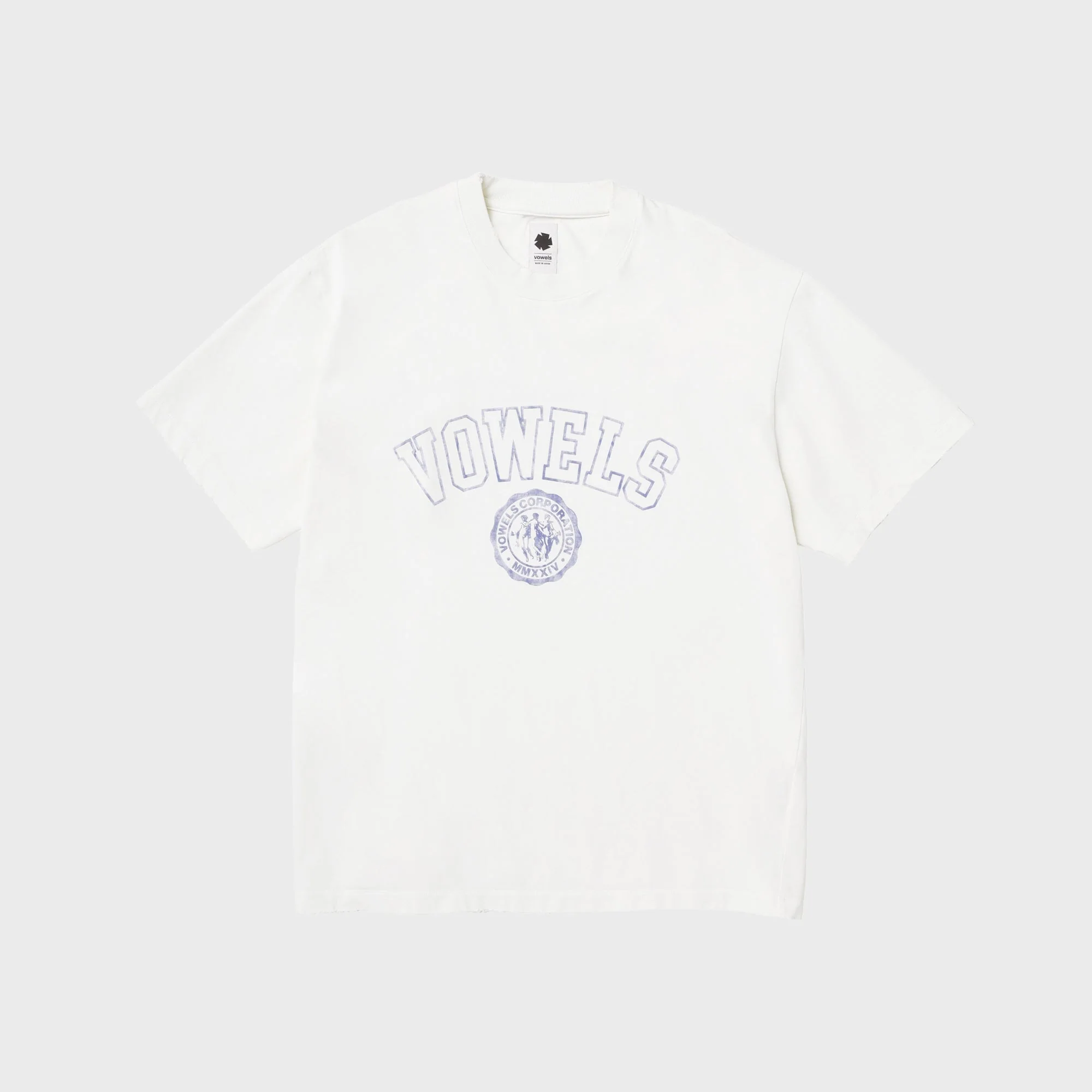 vowels Faded Collegiate Tee - White